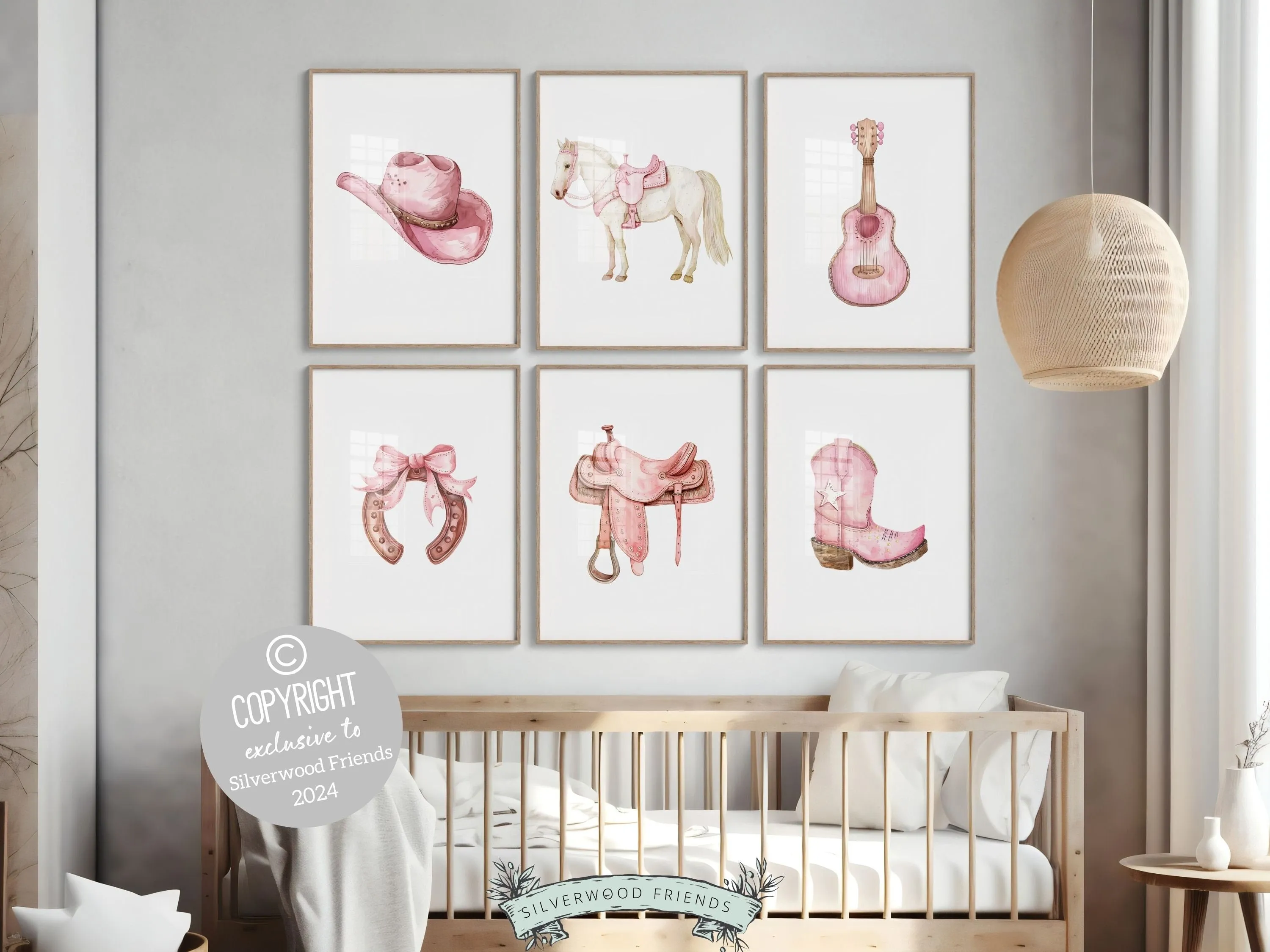 Baby Girl Cowgirl Nursery Prints - Set of 6