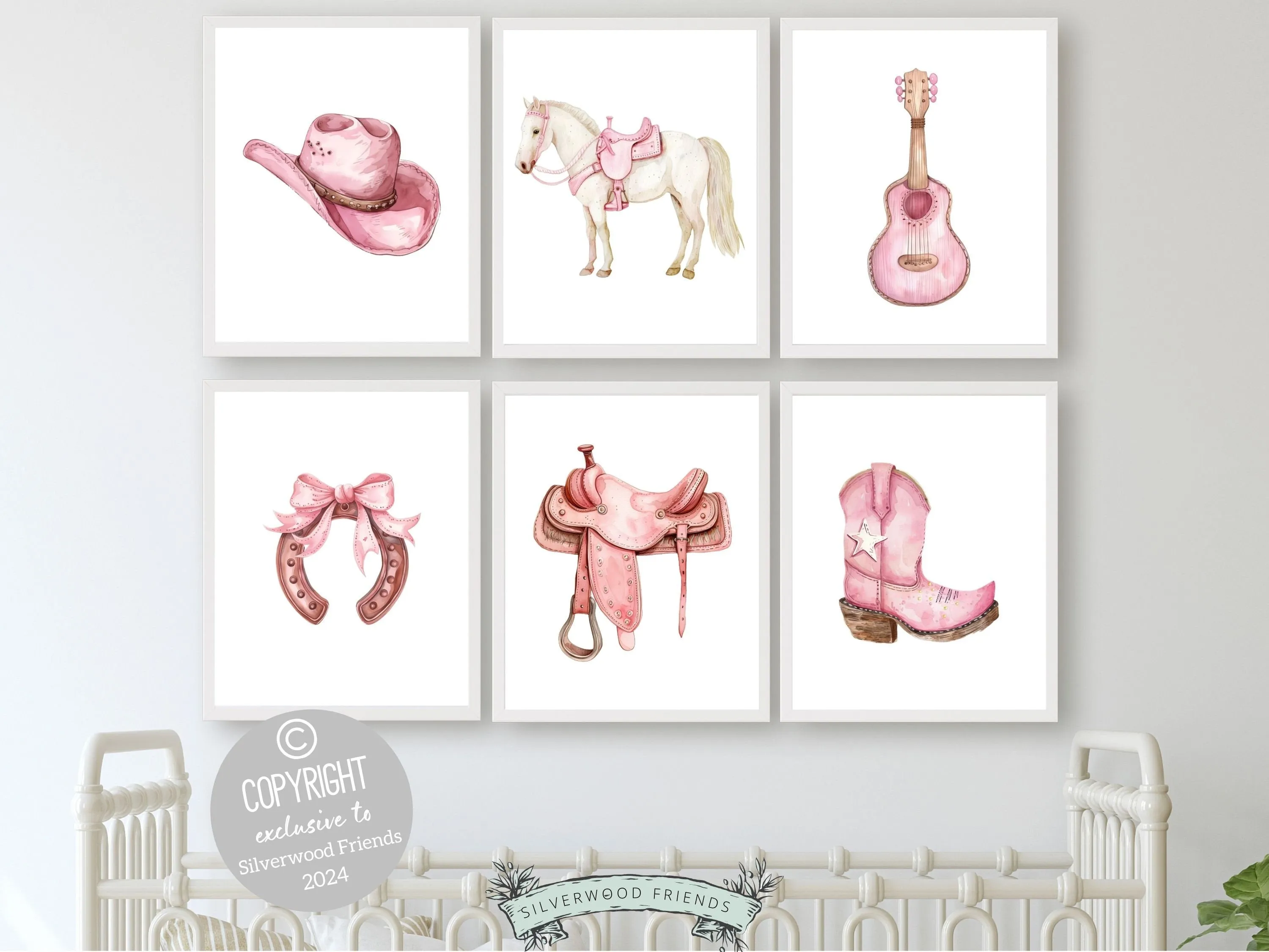 Baby Girl Cowgirl Nursery Prints - Set of 6