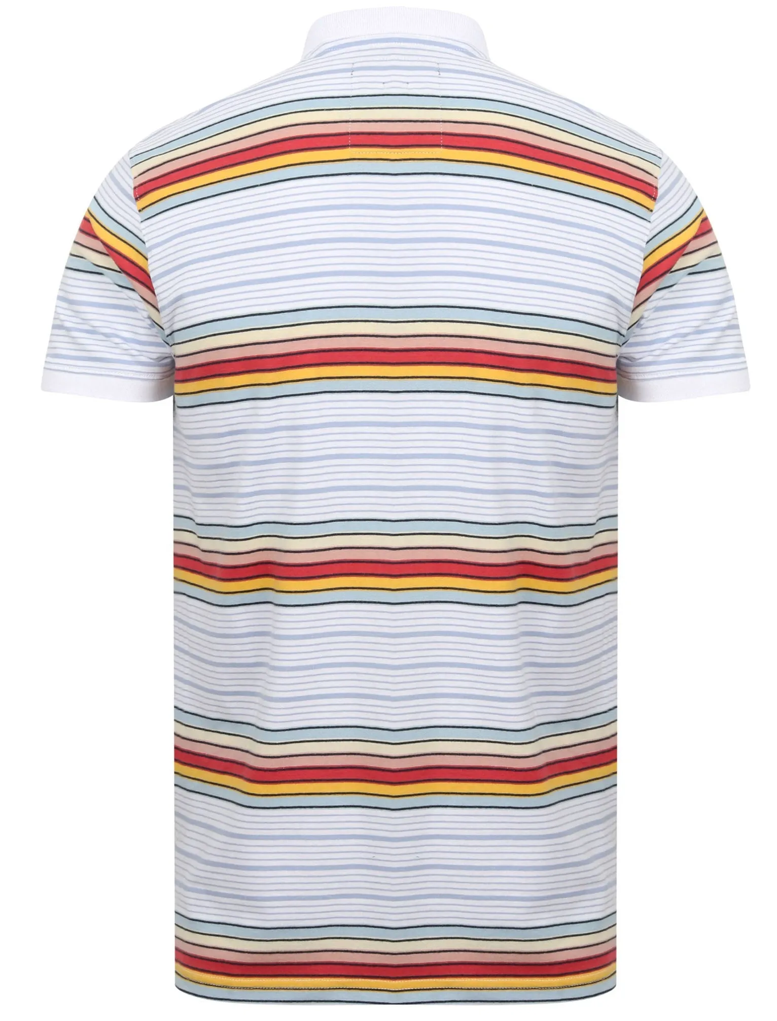 Bakersfield Striped Cotton Jersey Polo Shirt in Bright White - Tokyo Laundry