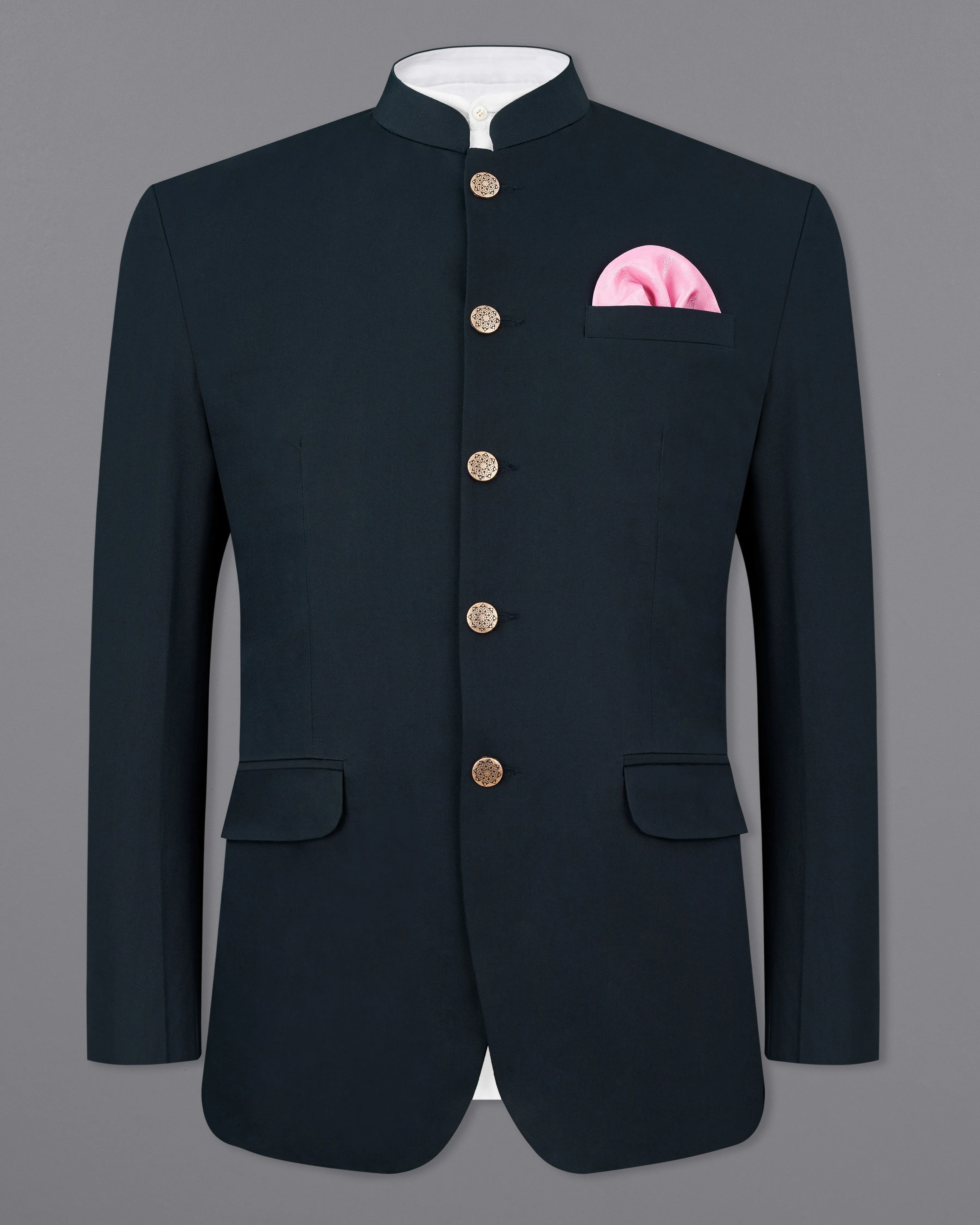 Baltic Sea Blue Premium Cotton Bandhgala Blazer