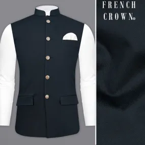 Baltic Sea Blue Premium Cotton Nehru Jacket