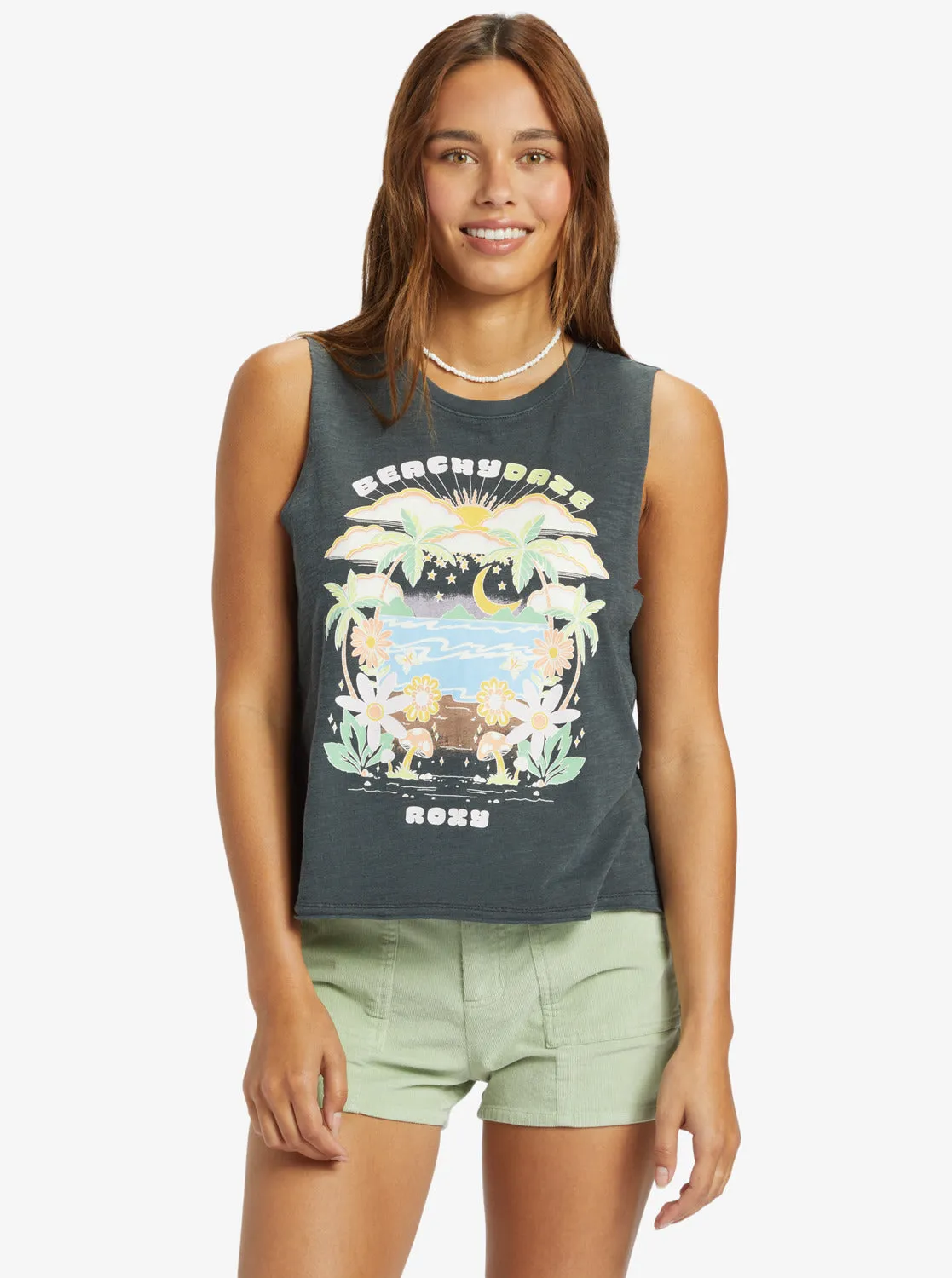 Beachy Days Muscle Tank - Anthracite