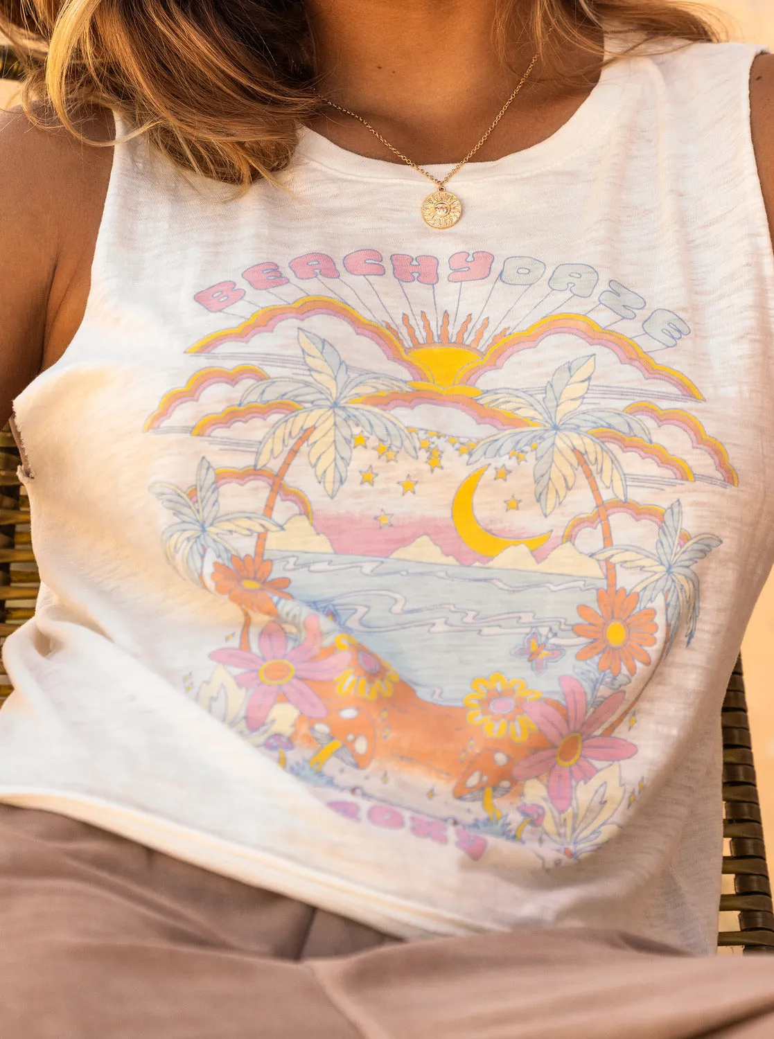 Beachy Days Muscle Tank - Snow White