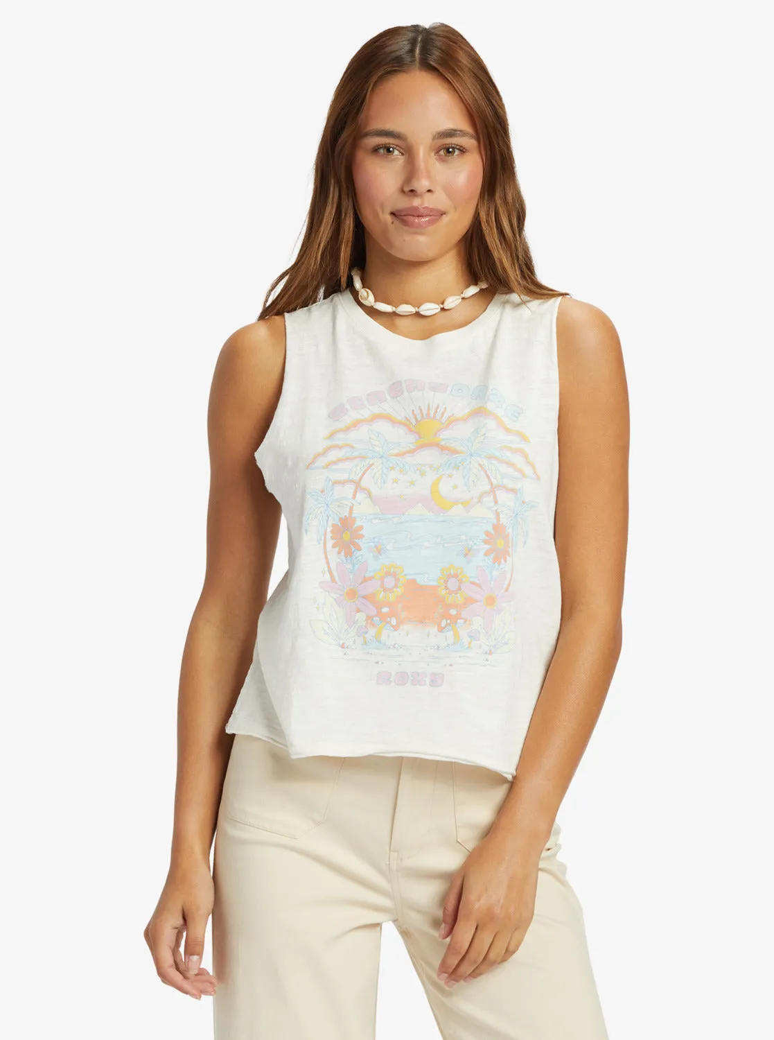 Beachy Days Muscle Tank - Snow White