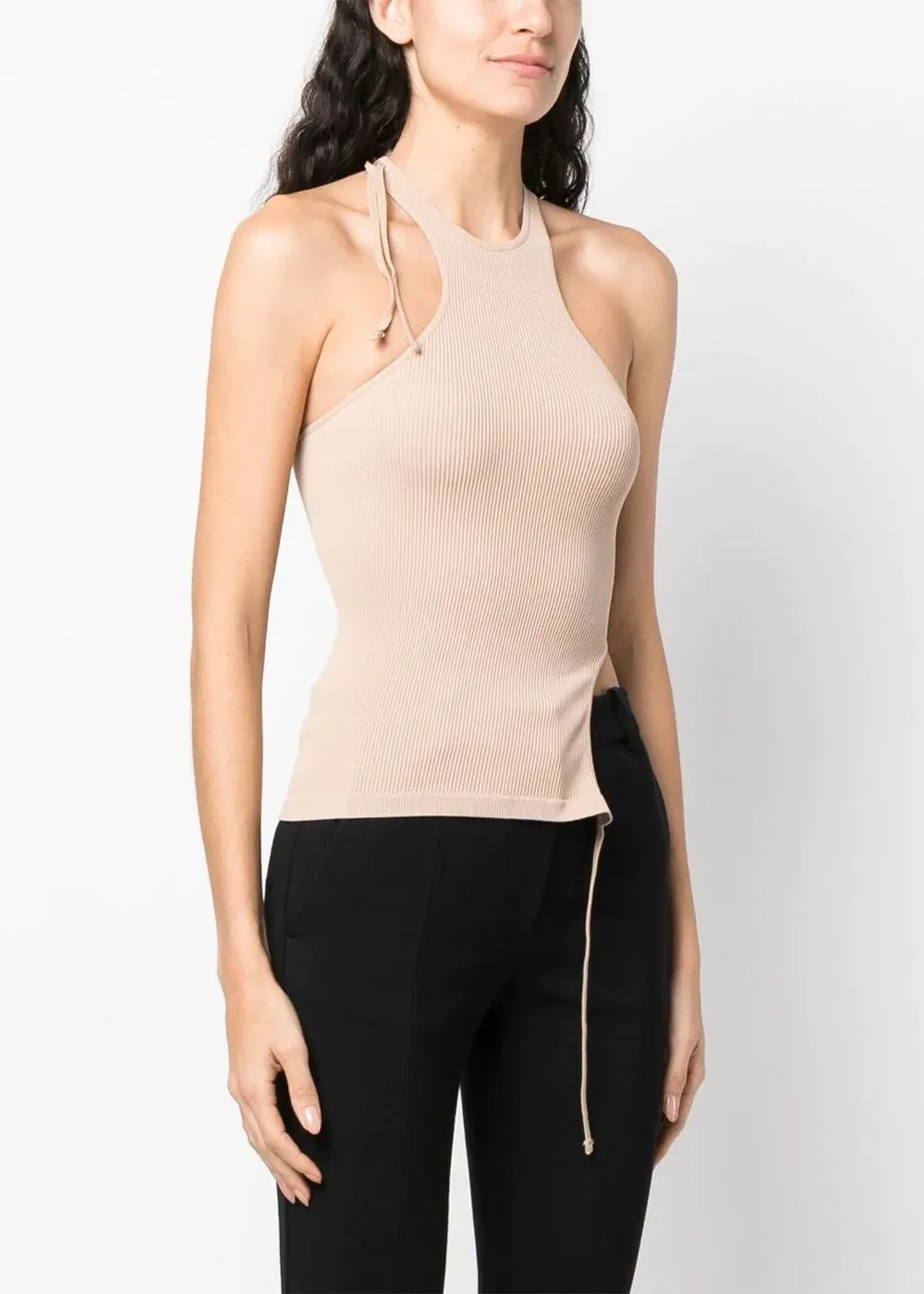 Beige Halterneck Tank Top