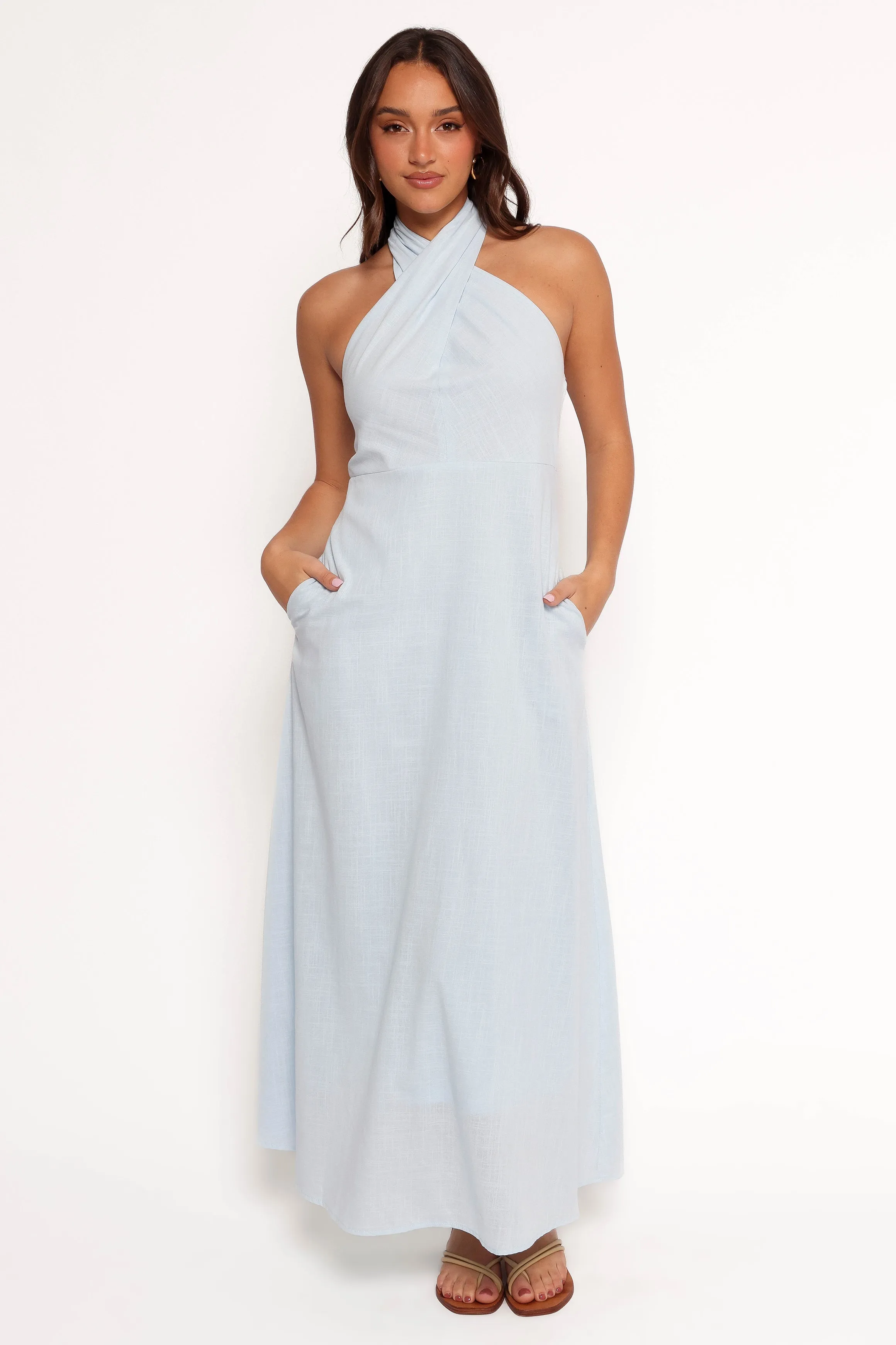 Betsy Halterneck Maxi Dress - Pale Blue