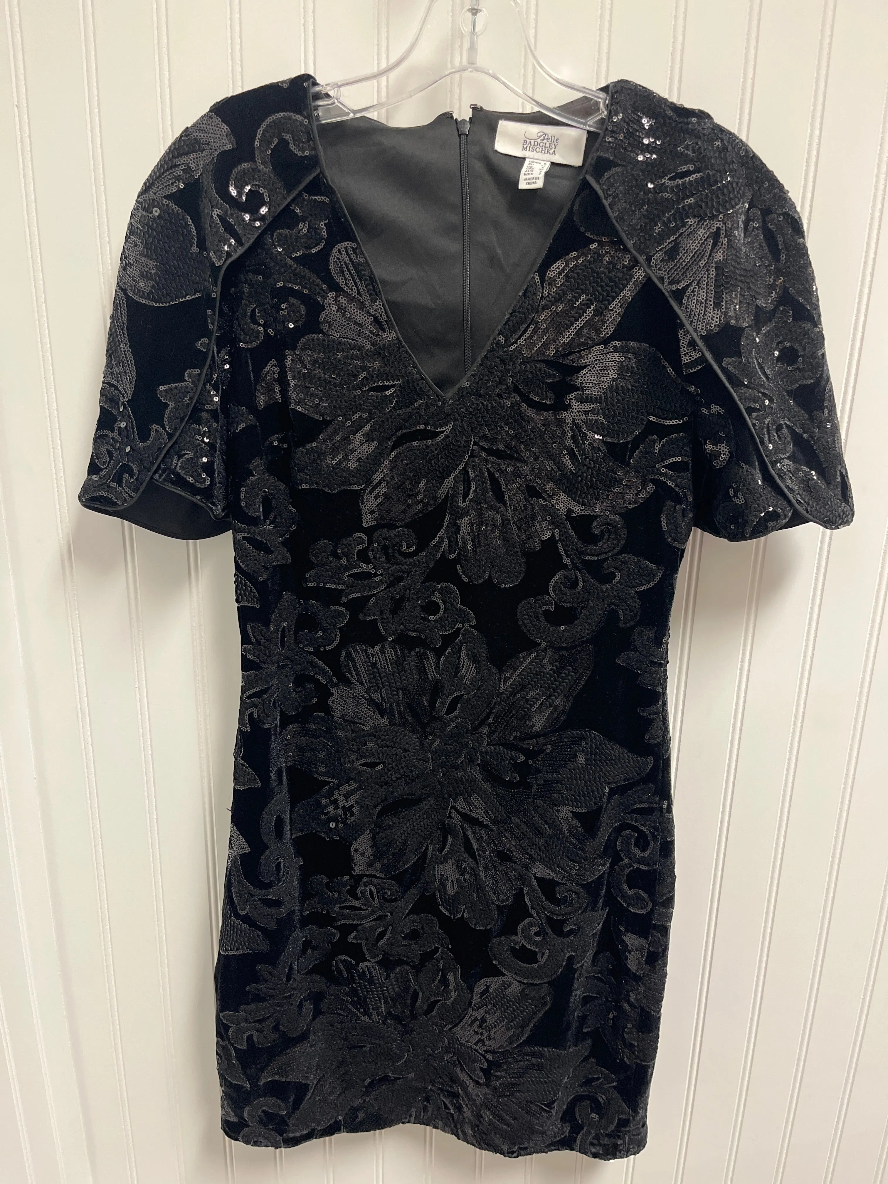 Black Dress Designer Badgley Mischka, Size Xs