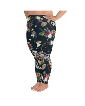 Boho Dreamcatcher and Flower Plus Size Leggings