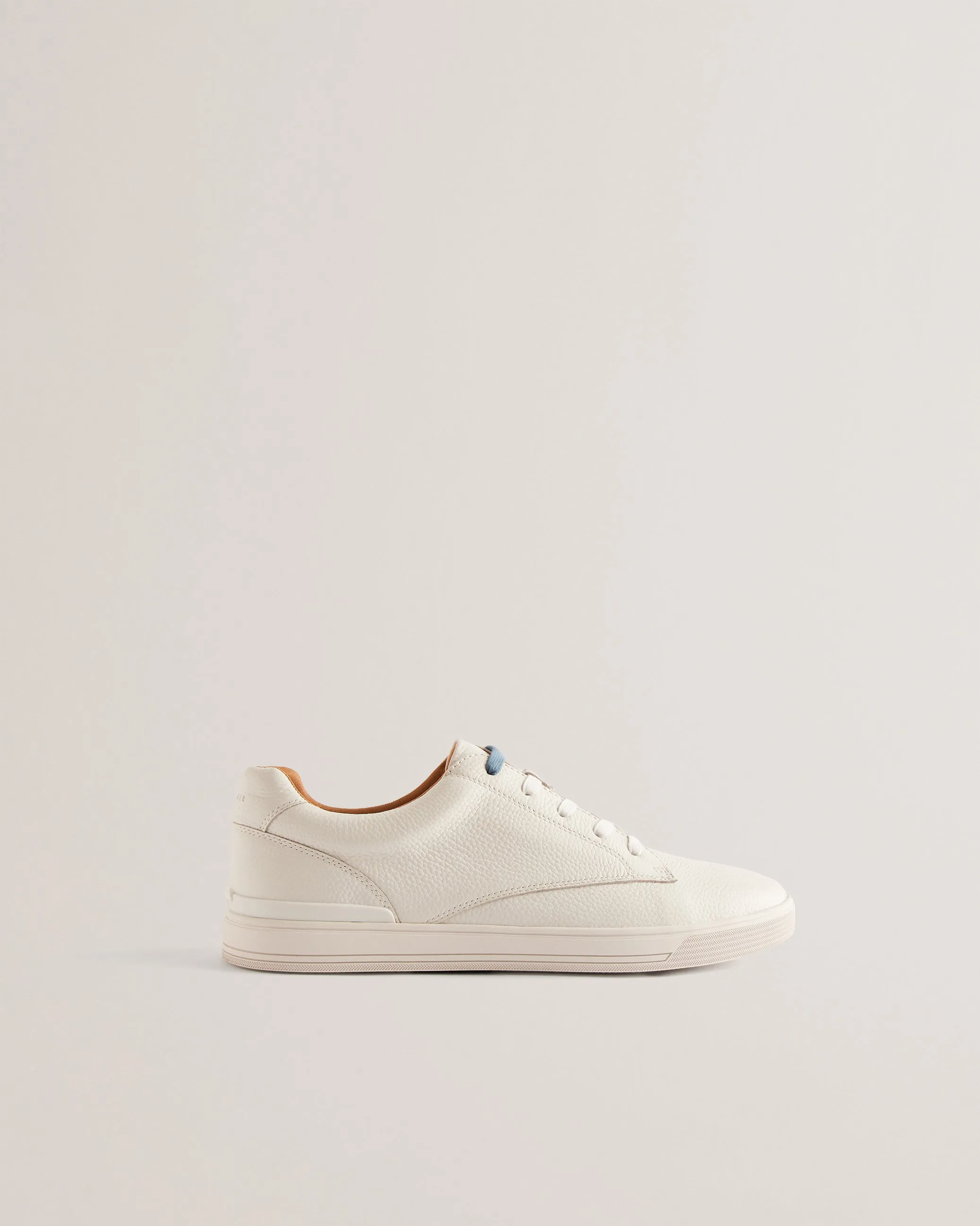 Brentfd Textured Leather Low Top Trainers White