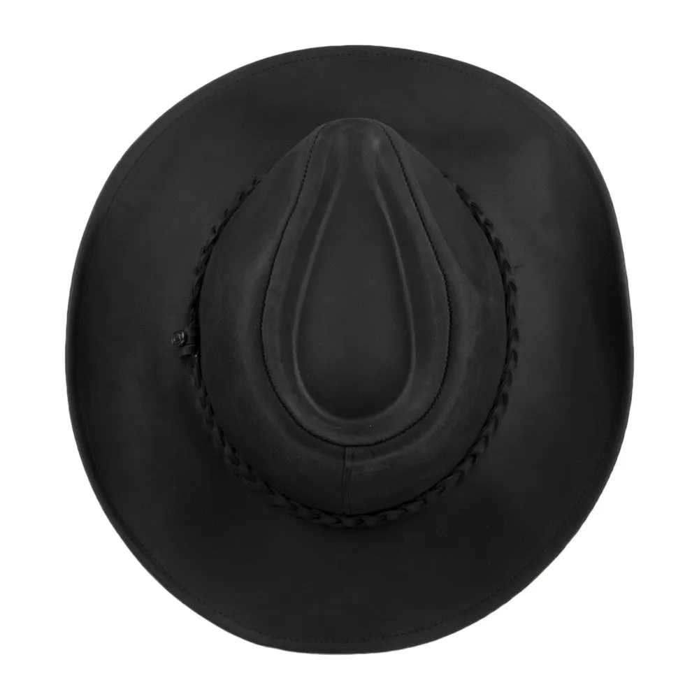 Buffalo Leather Cowboy Hat - Black