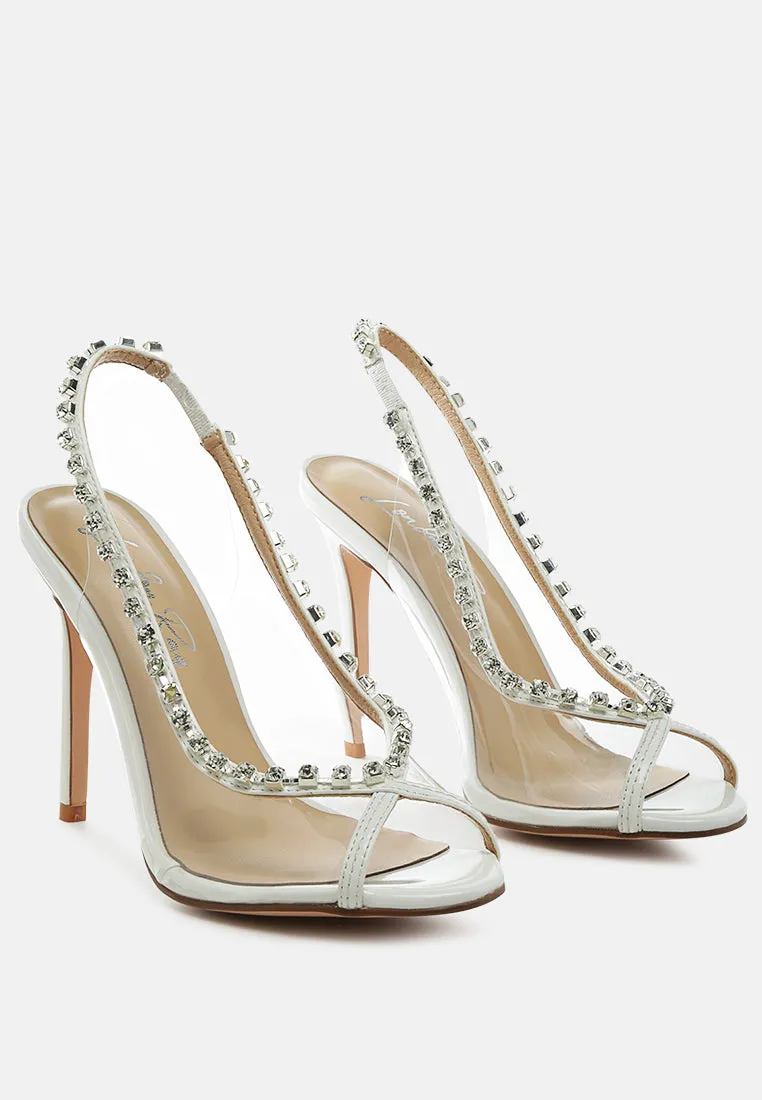 Camarine Clear Diamante Slingback High Heeled Sandals