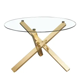 Capri Round Dining Table With Gold Metal Legs