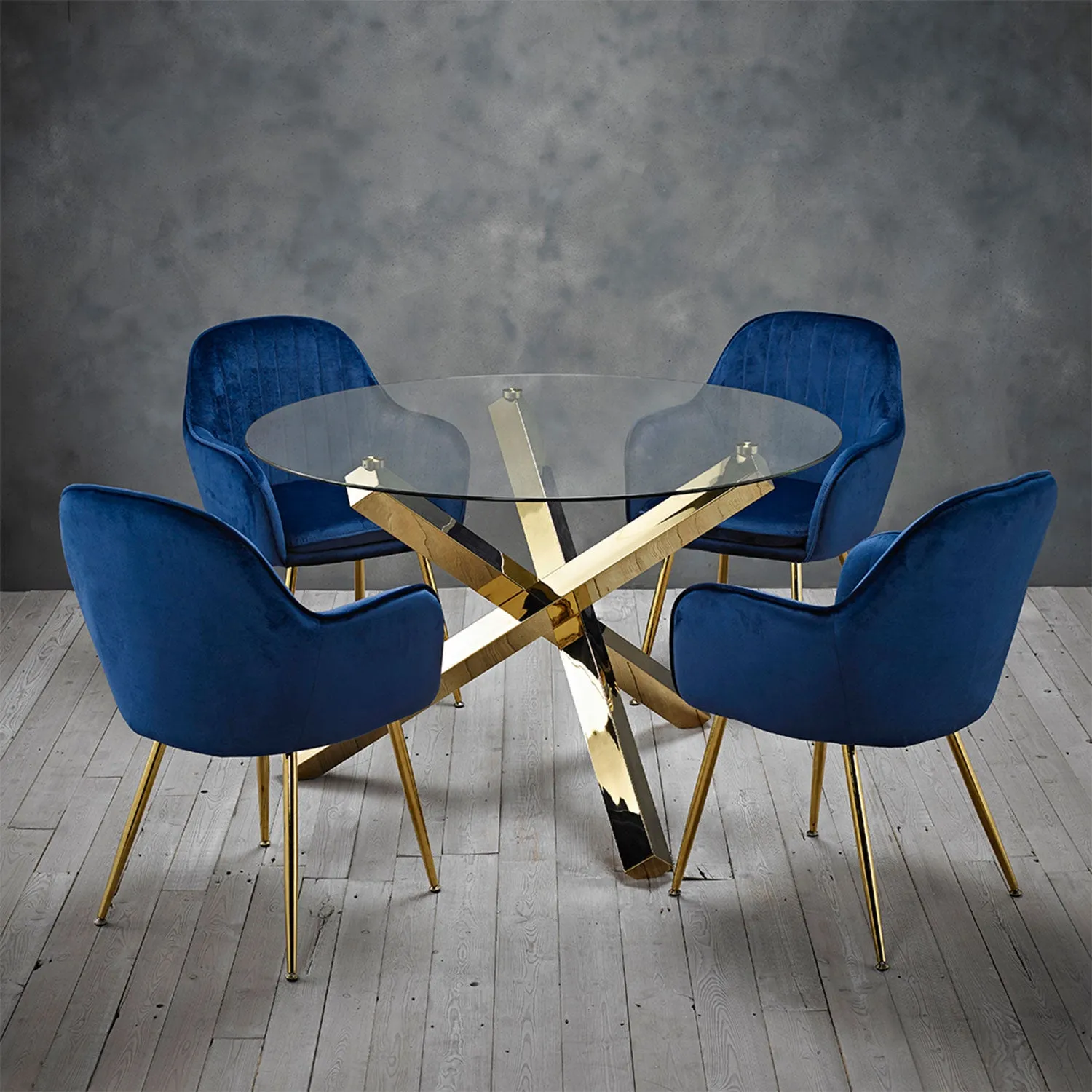 Capri Round Dining Table With Gold Metal Legs