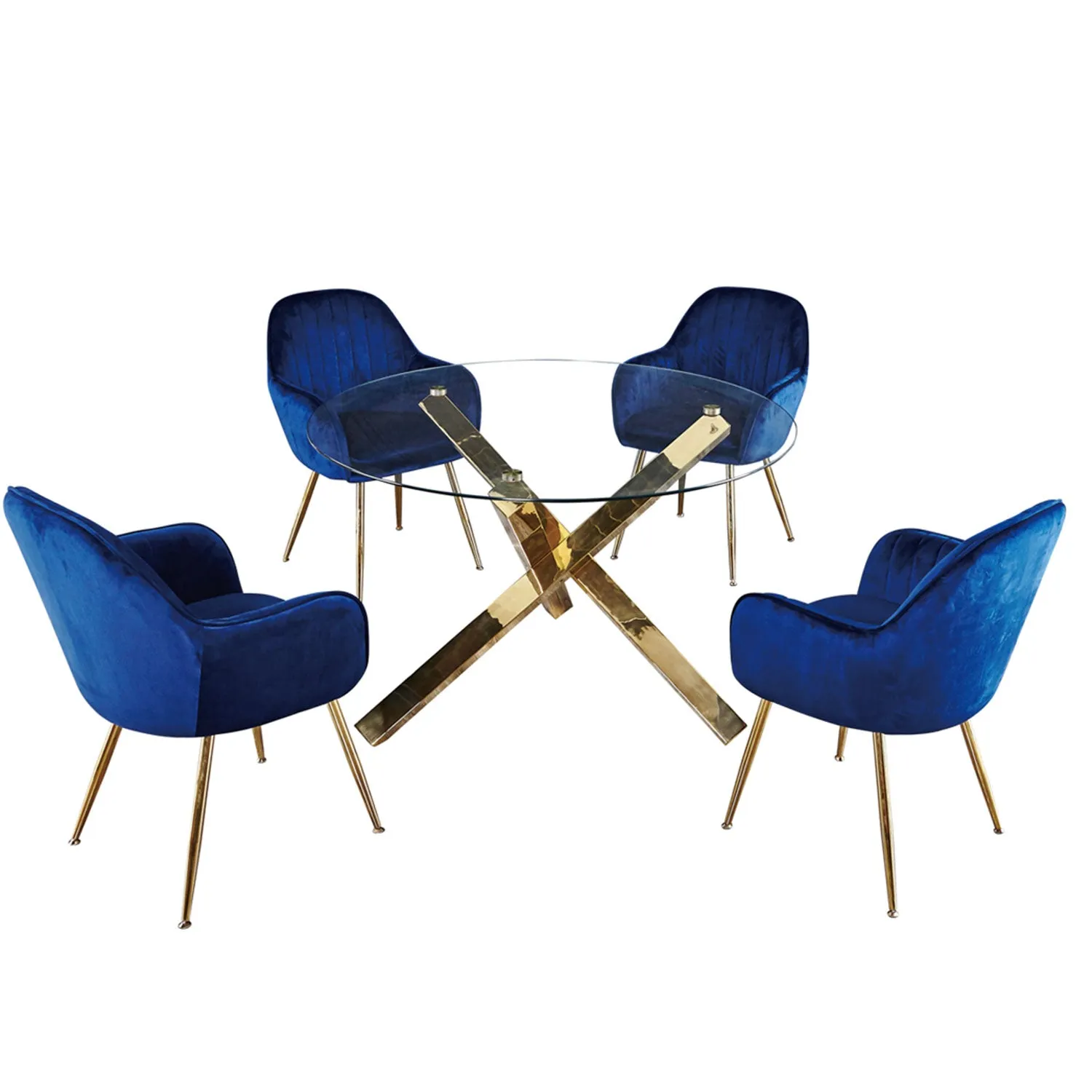 Capri Round Dining Table With Gold Metal Legs