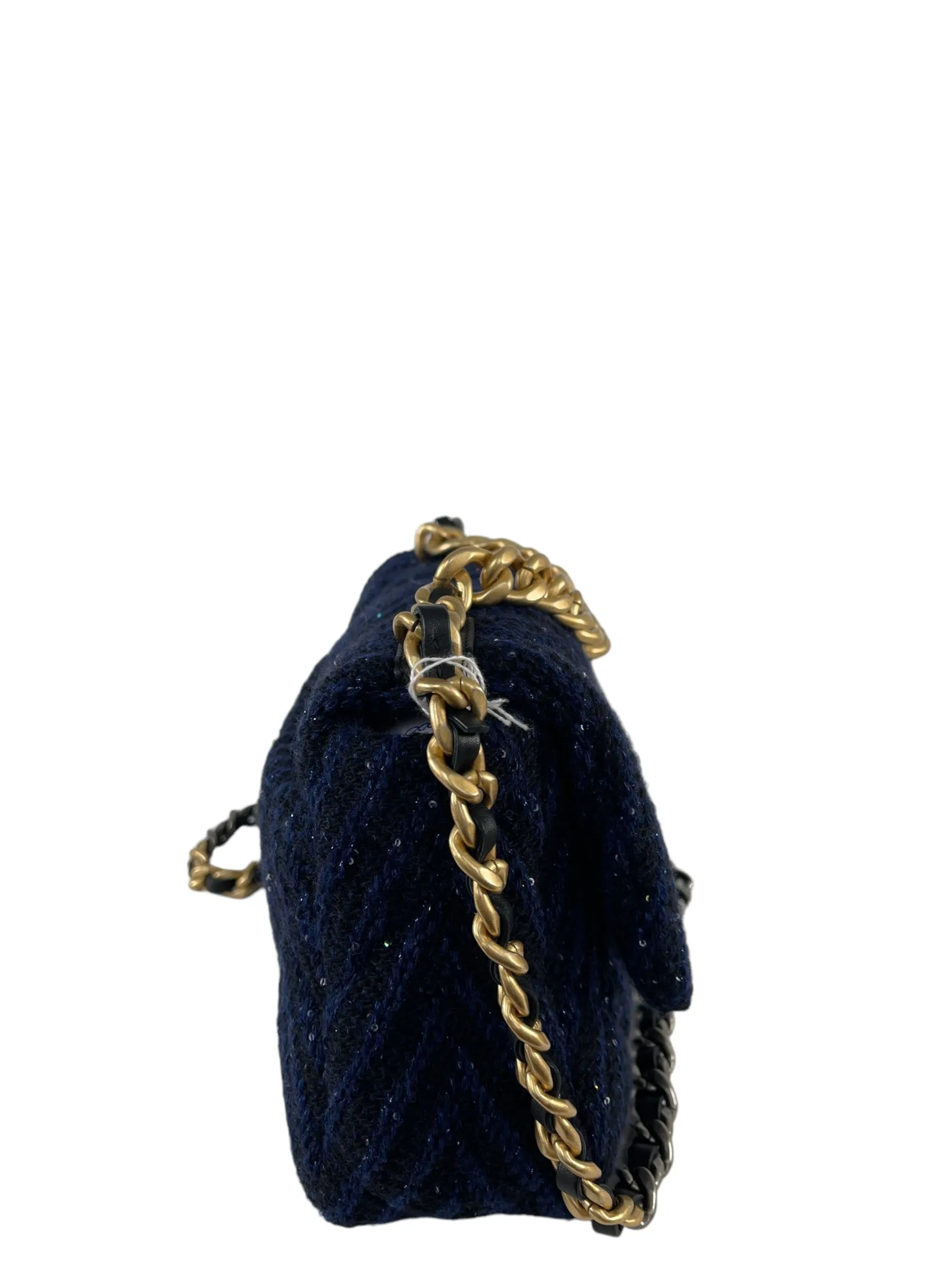 Chanel 19 Navy Sequins & Tweed Handbag