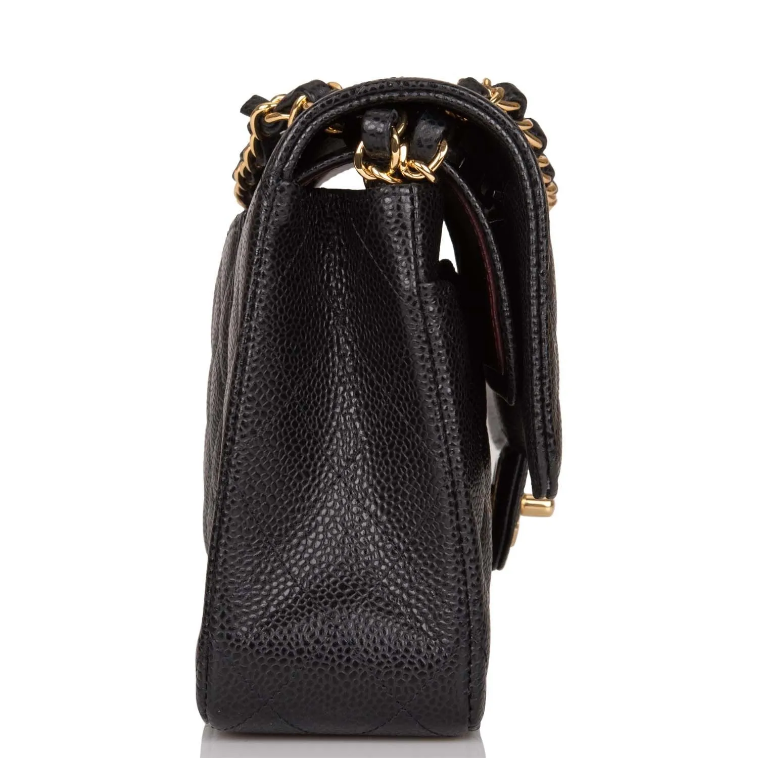 Chanel Black Quilted Caviar Medium Classic Double Flap Bag Gold Hardware