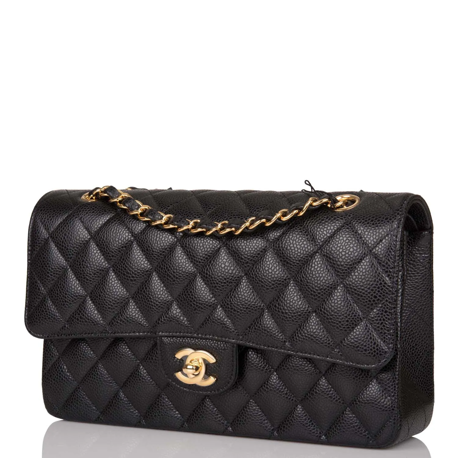 Chanel Black Quilted Caviar Medium Classic Double Flap Bag Gold Hardware