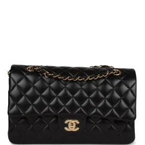 Chanel Medium Classic Double Flap Bag Black Lambskin Gold Hardware