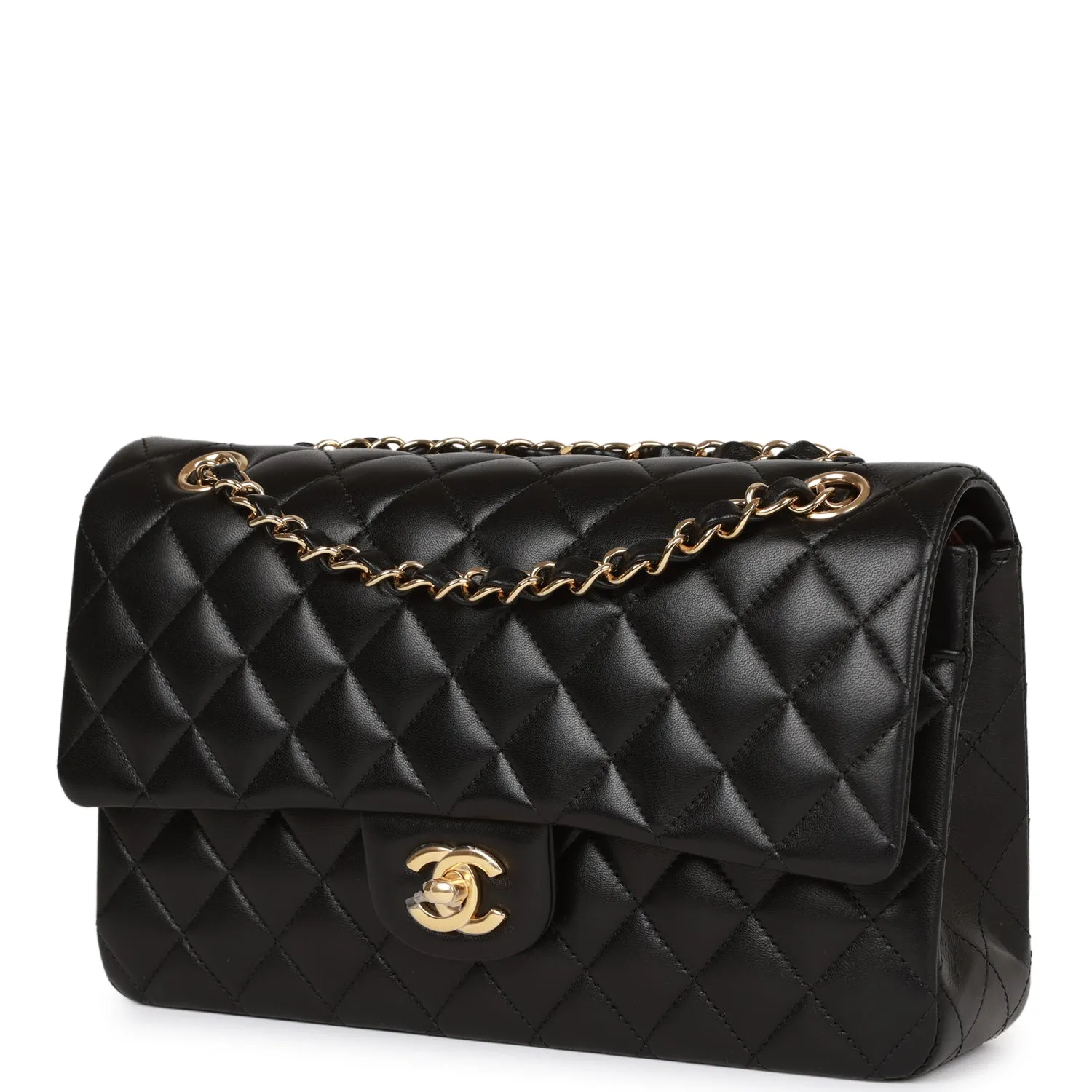 Chanel Medium Classic Double Flap Bag Black Lambskin Gold Hardware