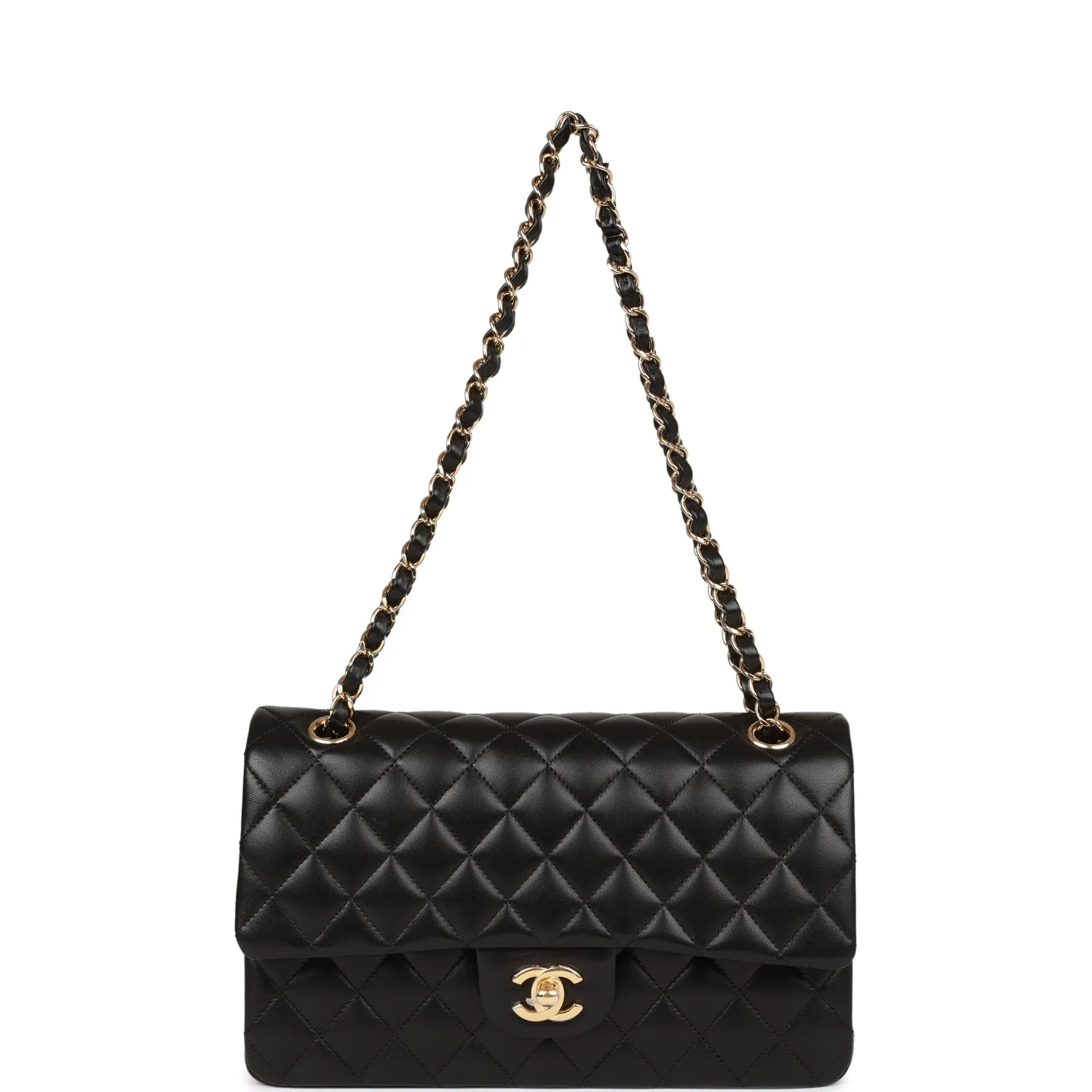 Chanel Medium Classic Double Flap Bag Black Lambskin Gold Hardware