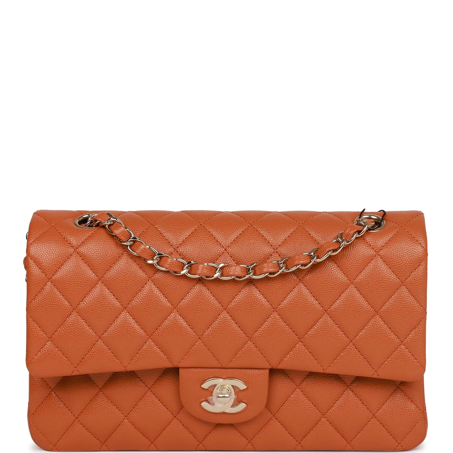 Chanel Medium Classic Double Flap Bag Caramel Caviar Light Gold Hardware