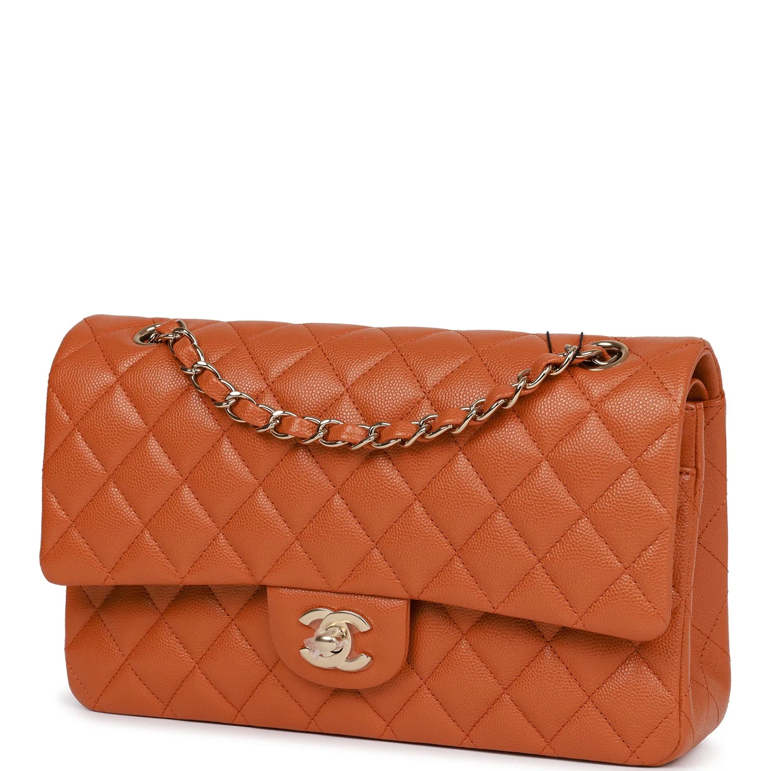 Chanel Medium Classic Double Flap Bag Caramel Caviar Light Gold Hardware