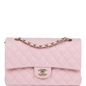 Chanel Medium Classic Double Flap Bag Light Pink Caviar Light Gold Hardware