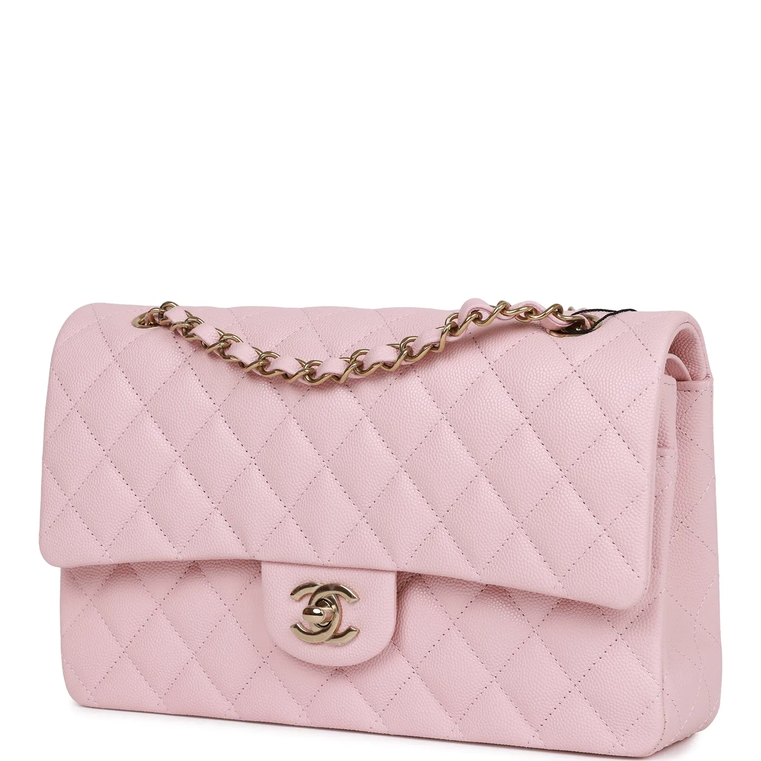 Chanel Medium Classic Double Flap Bag Light Pink Caviar Light Gold Hardware