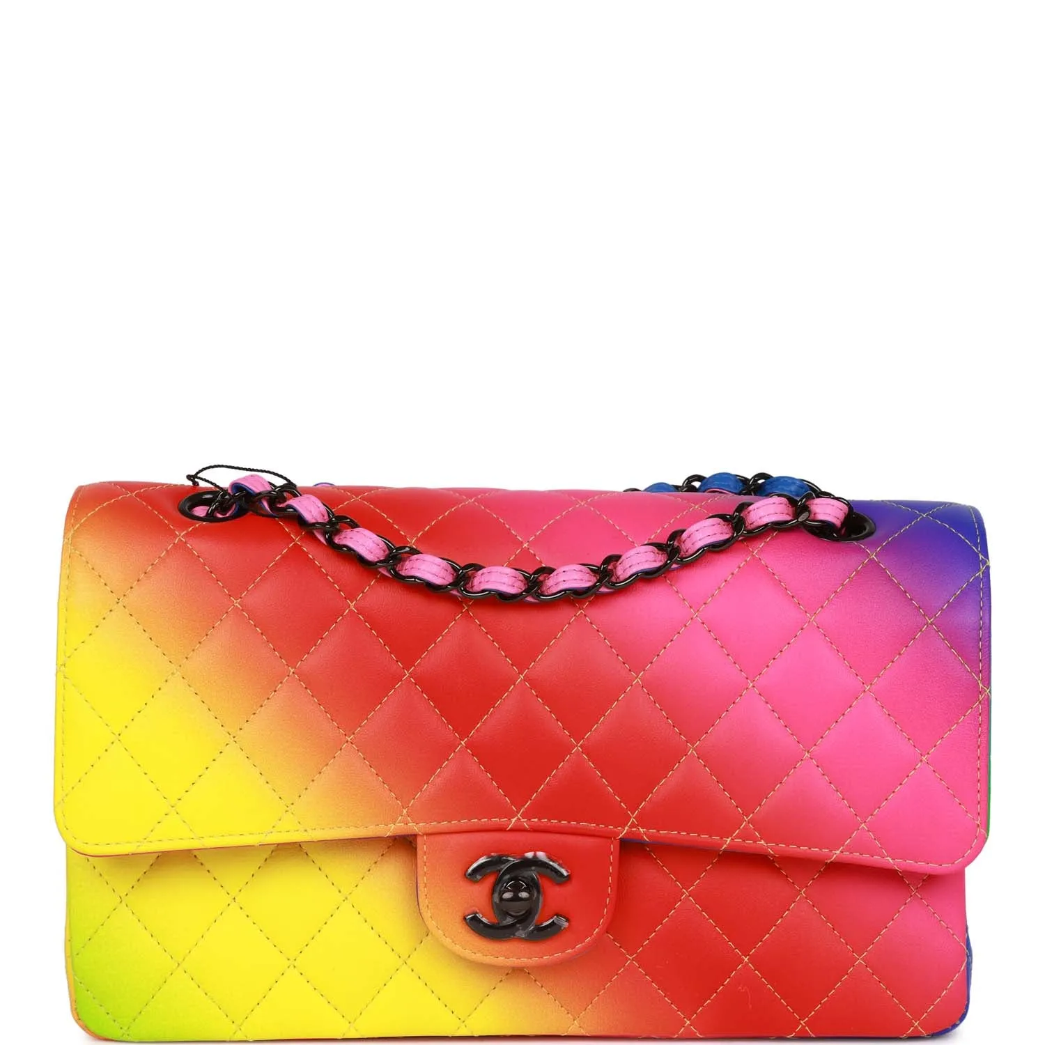 Chanel Medium Classic Double Flap Bag Rainbow Lambskin Black Hardware