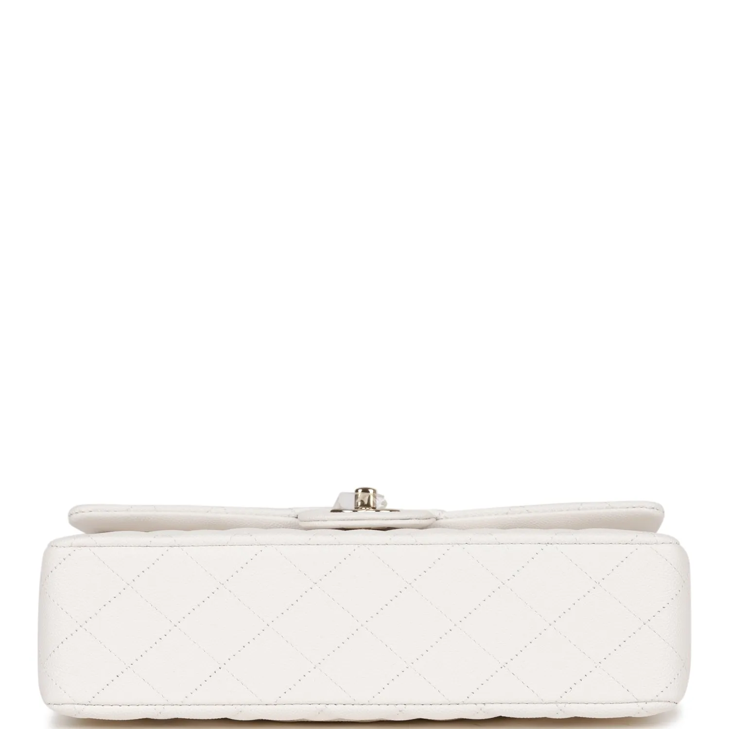 Chanel Medium Classic Double Flap Bag White Caviar Light Gold Hardware