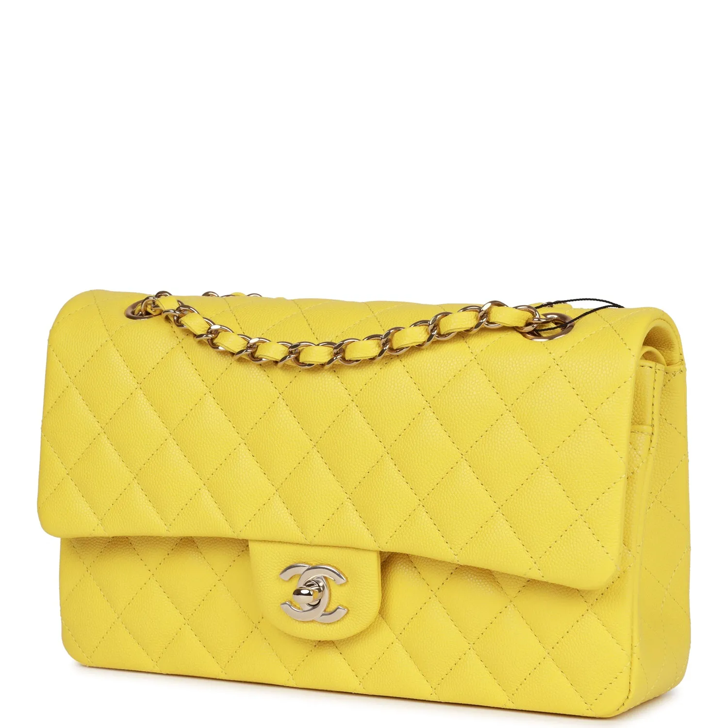 Chanel Medium Classic Double Flap Bag Yellow Caviar Light Gold Hardware