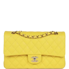 Chanel Medium Classic Double Flap Bag Yellow Caviar Light Gold Hardware