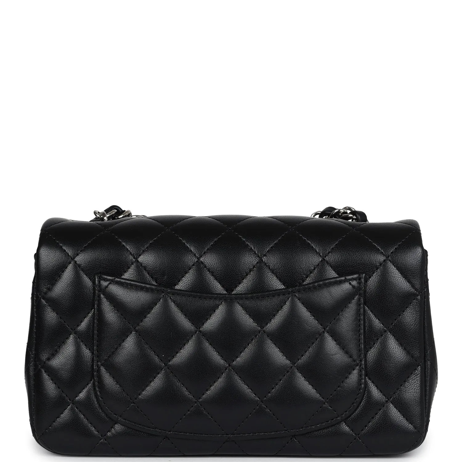 Chanel Mini Classic Rectangular Flap Bag Black Lambskin Silver Hardware