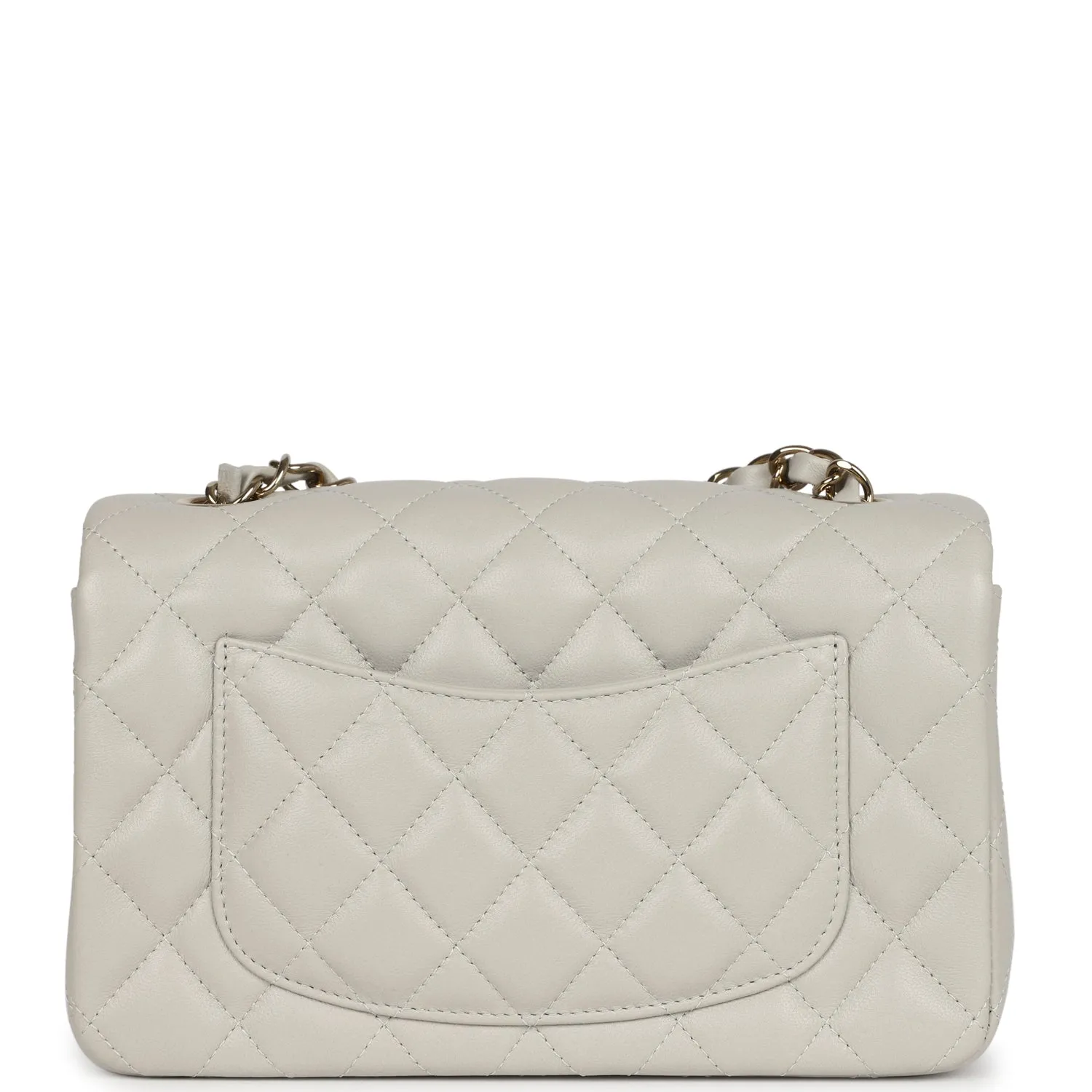 Chanel Mini Classic Rectangular Flap Bag Light Grey Lambskin Light Gold Hardware