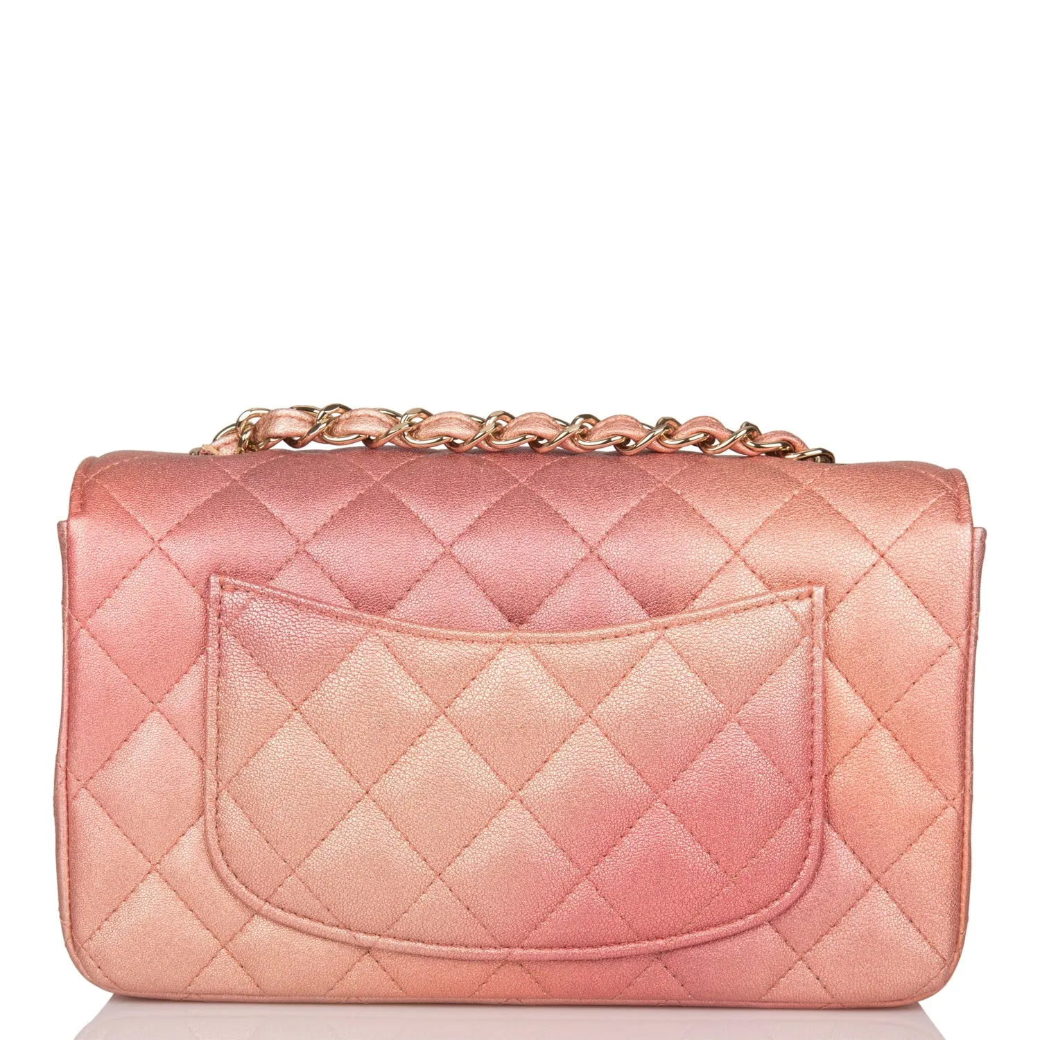 Chanel Mini Rectangular Flap Bag Pink Ombre Metallic Lambskin Light Gold Hardware