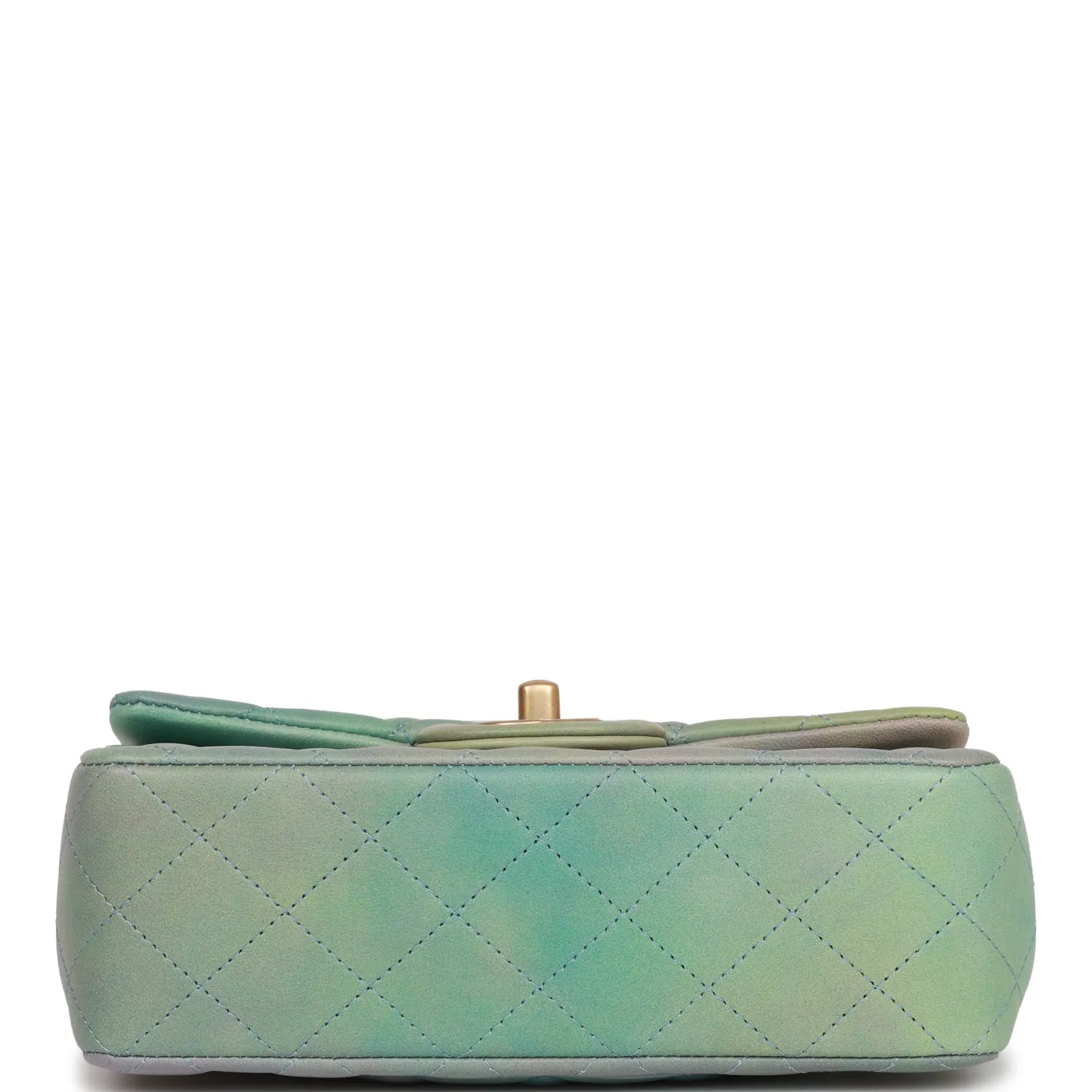 Chanel Mini Rectangular Flap Bag with Top Handle Green Ombre Lambskin Antique Gold Hardware