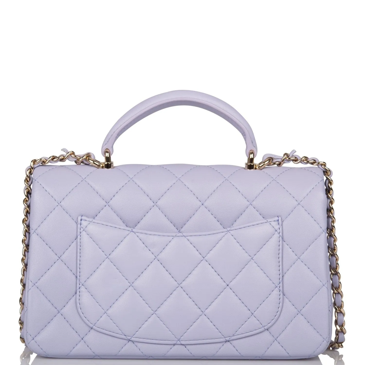 Chanel Mini Rectangular Flap with Top Handle Lavender Lambskin Light Gold Hardware