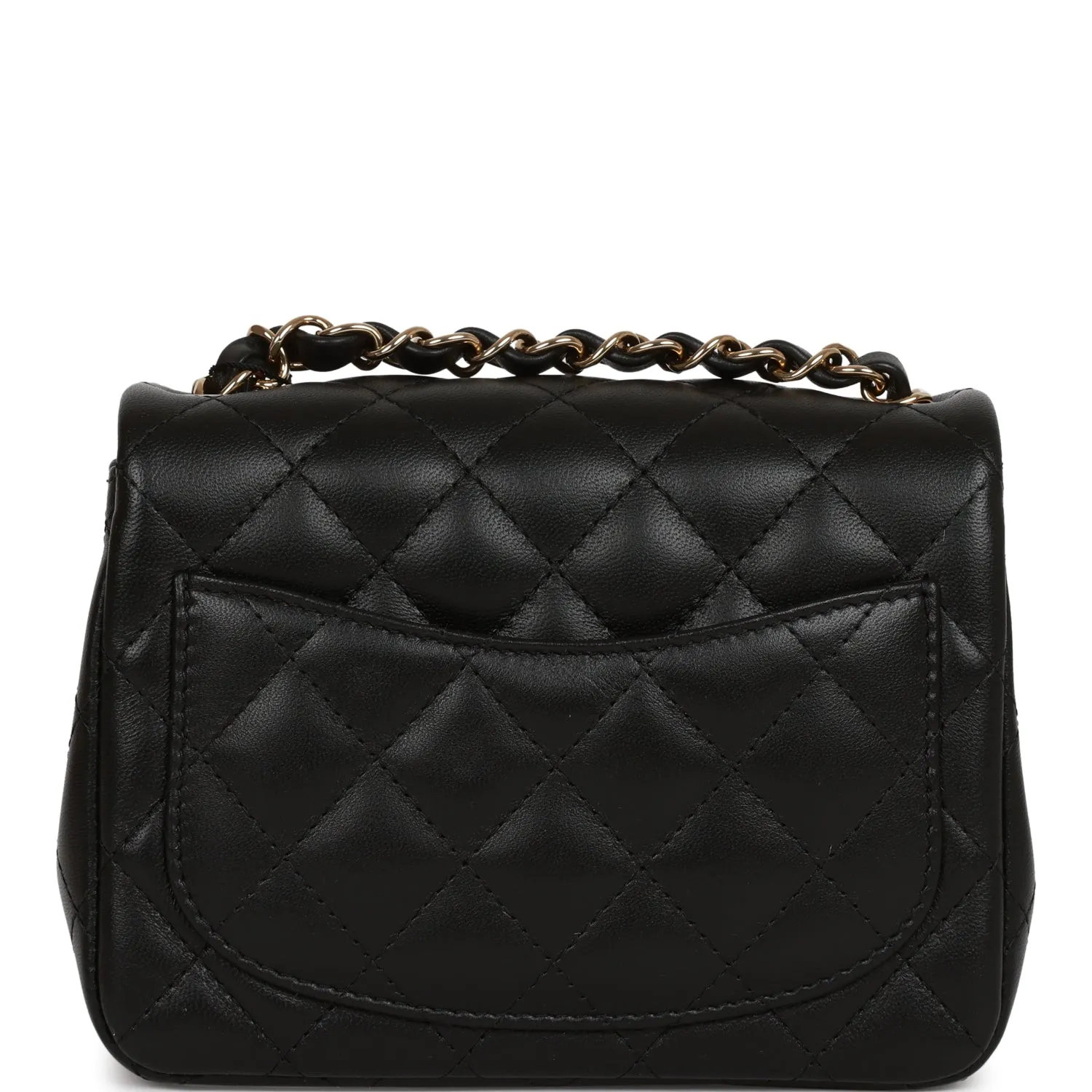 Chanel Mini Square Flap Bag Black Lambskin Light Gold Hardware