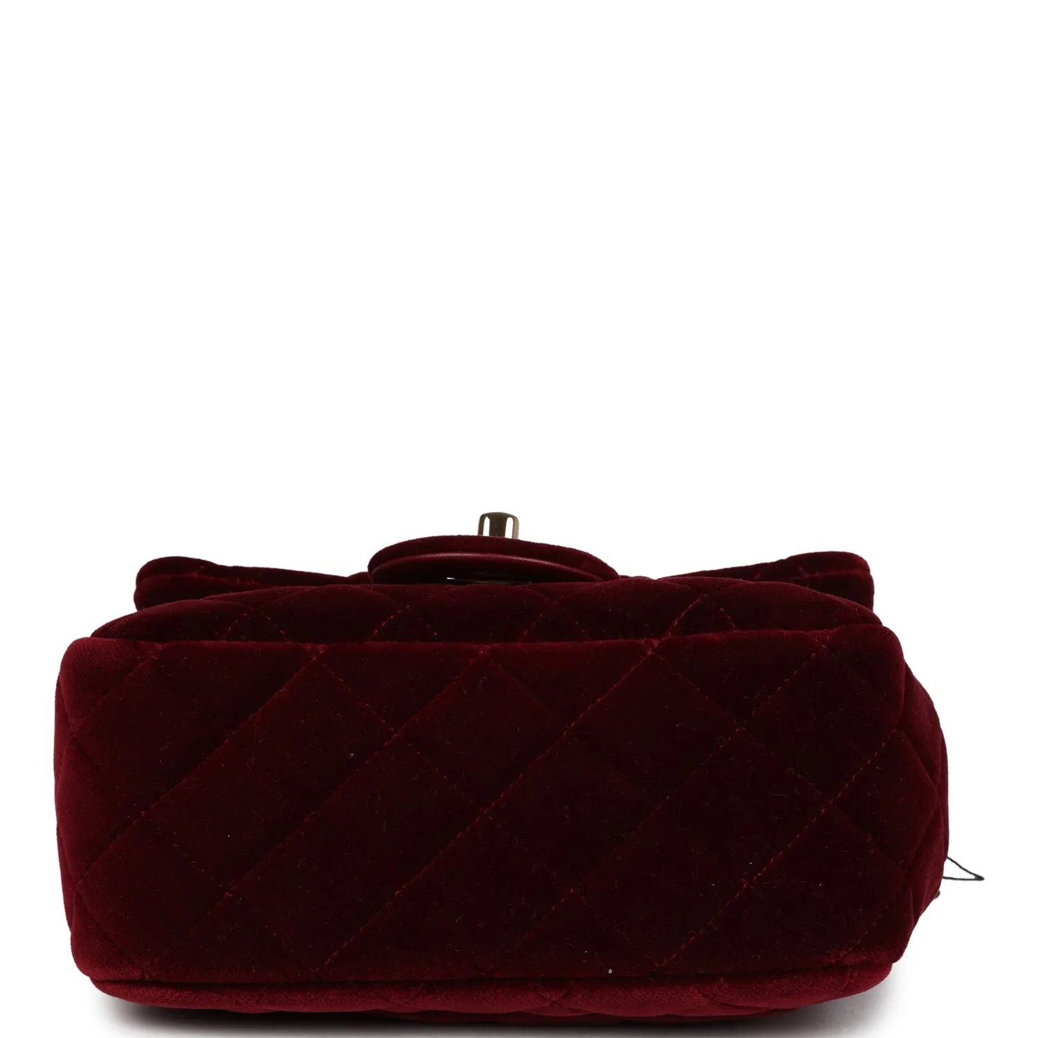 Chanel Pearl Crush Mini Square Flap Bag Burgundy Velvet Gold Hardware