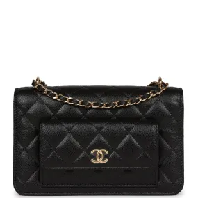 Chanel Pocket Twins Wallet on Chain WOC Black Caviar Gold Hardware