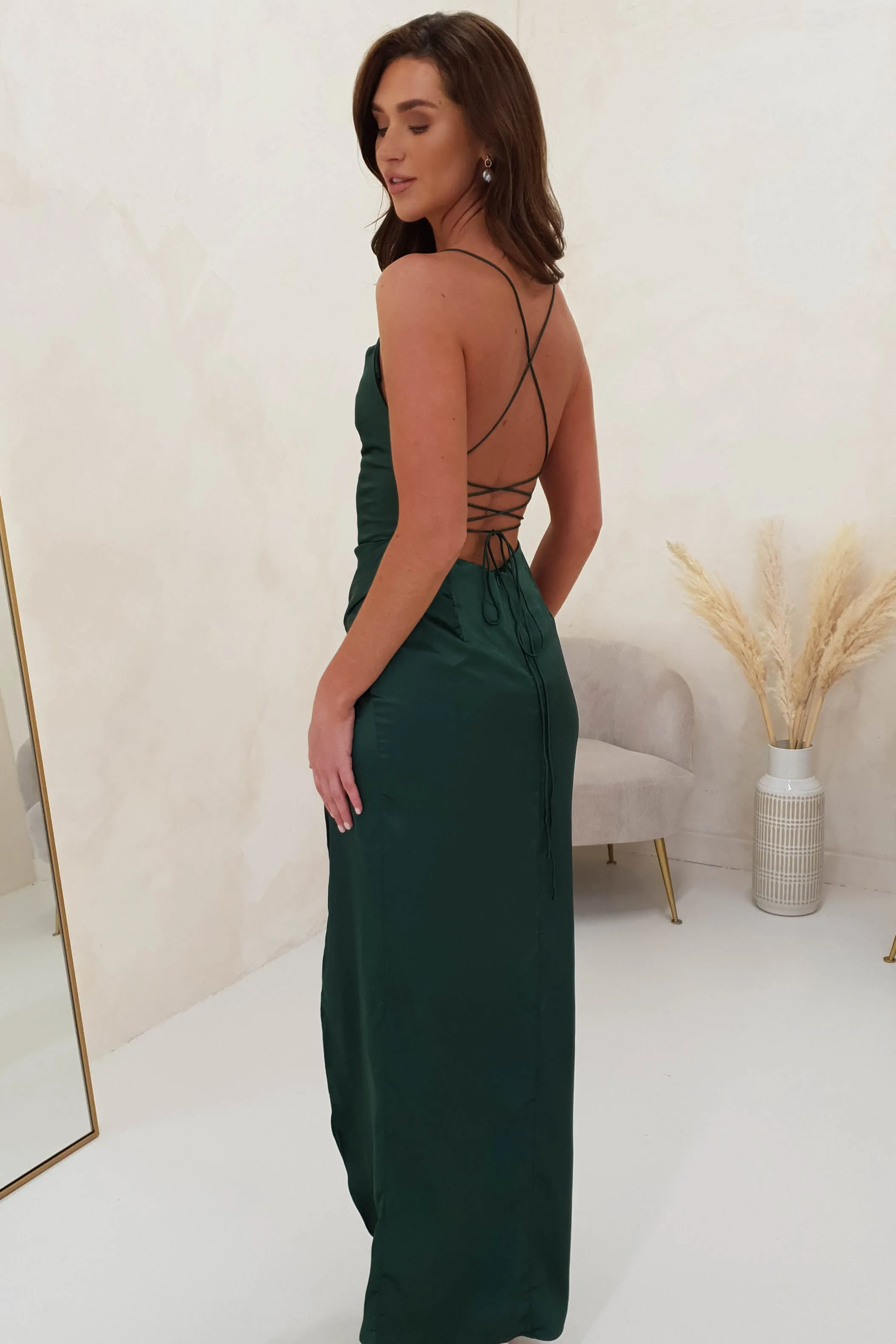 Cheyanne Satin Maxi Dress | Emerald Green