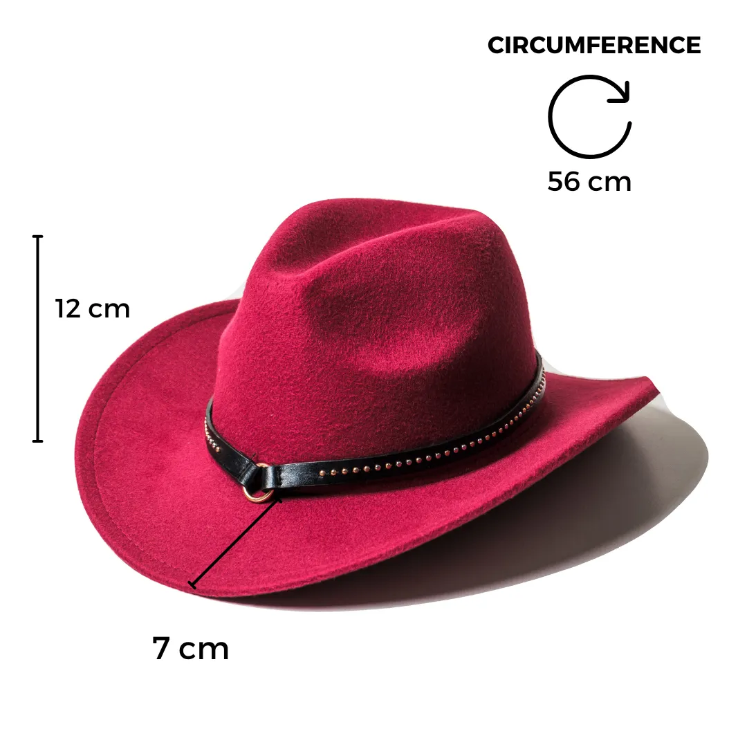 Chokore Cowboy Hat with Belt Band (Burgundy)