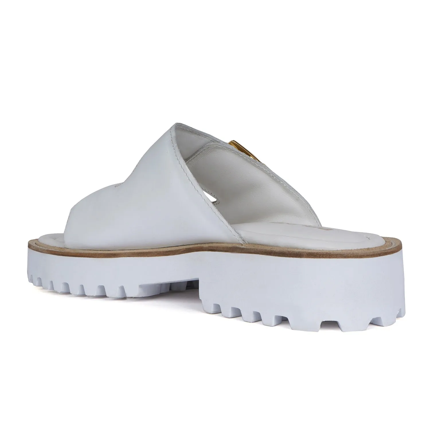 Chunky Sole White Sandal/Slippers