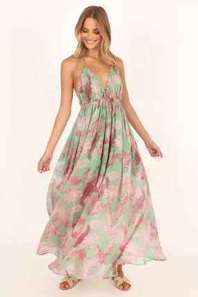 Ciara Halterneck Maxi Dress - Green Multi