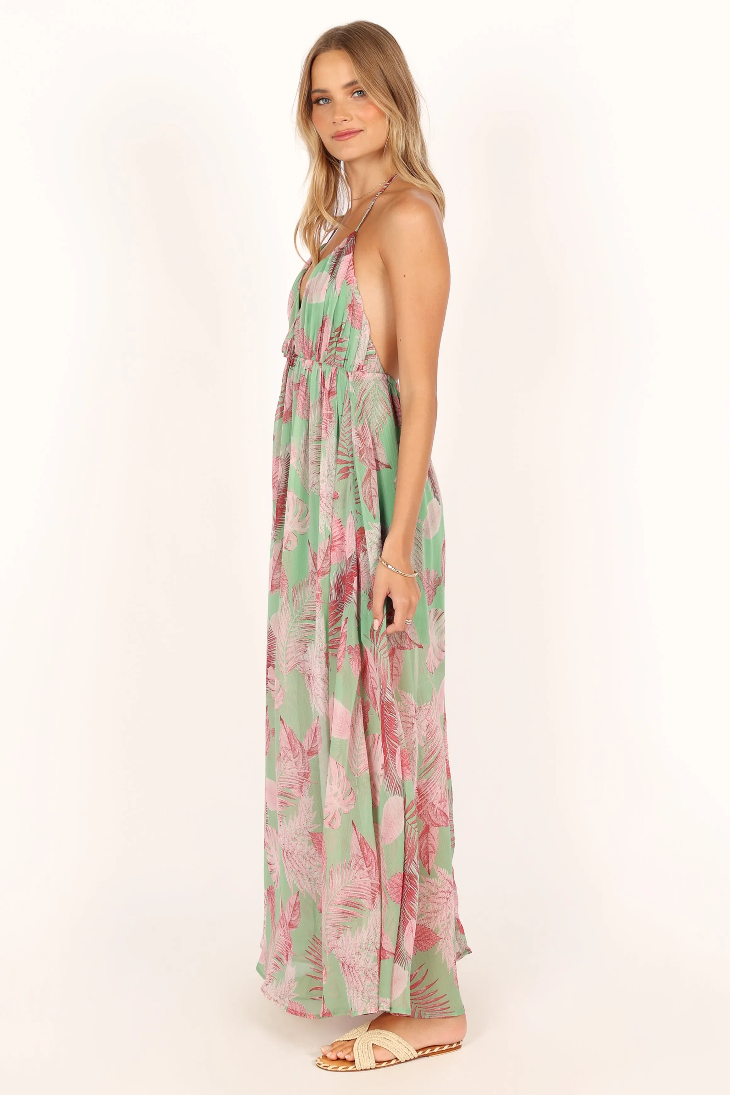 Ciara Halterneck Maxi Dress - Green Multi