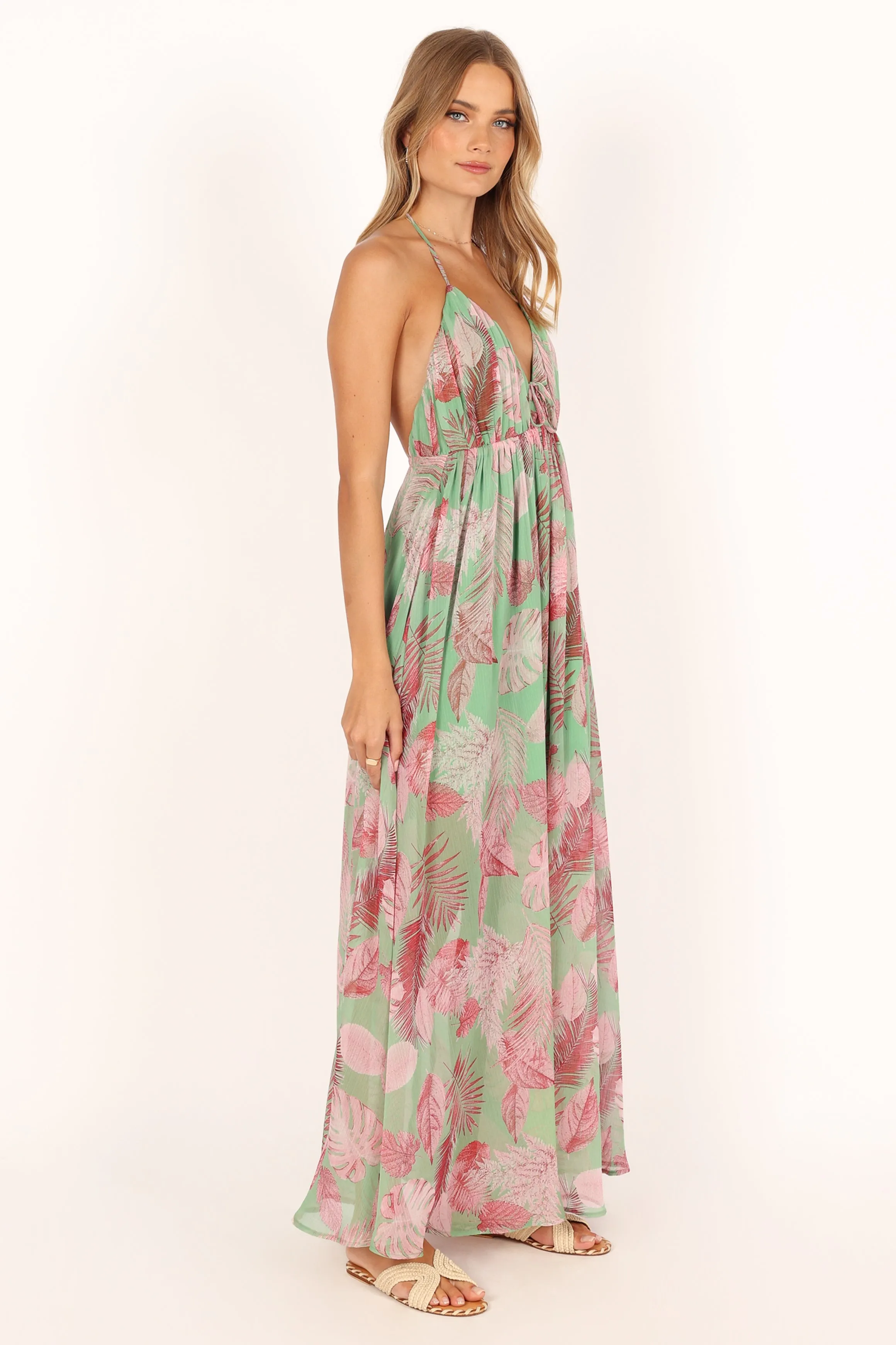 Ciara Halterneck Maxi Dress - Green Multi