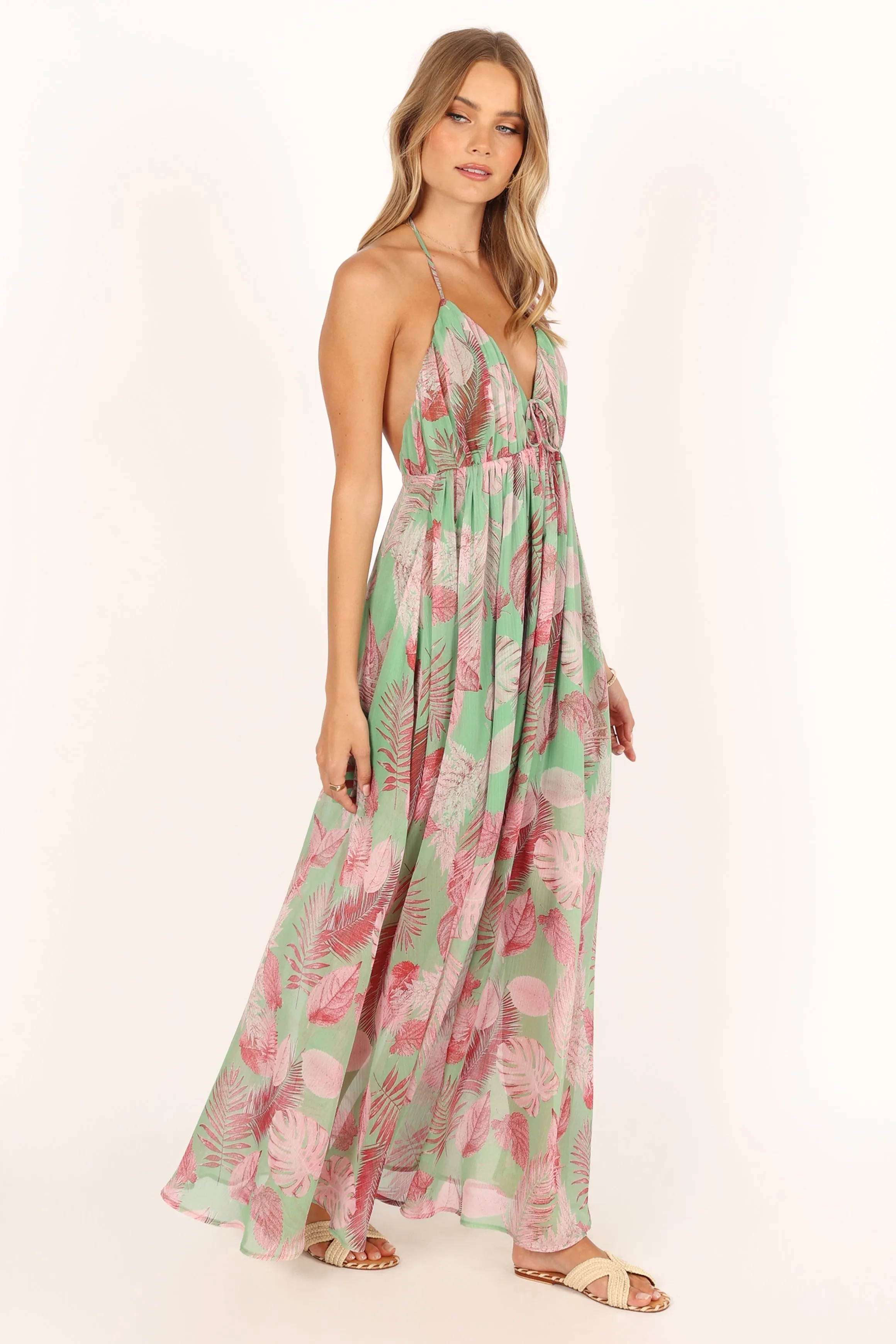 Ciara Halterneck Maxi Dress - Green Multi