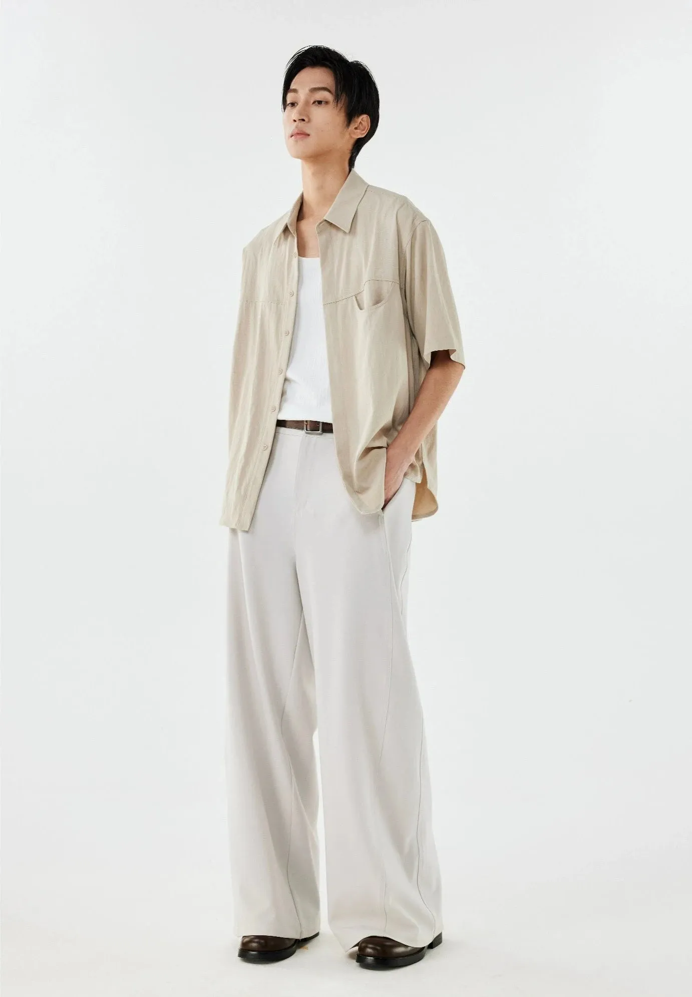 Collared Linen-Blend Button-Up Shirt