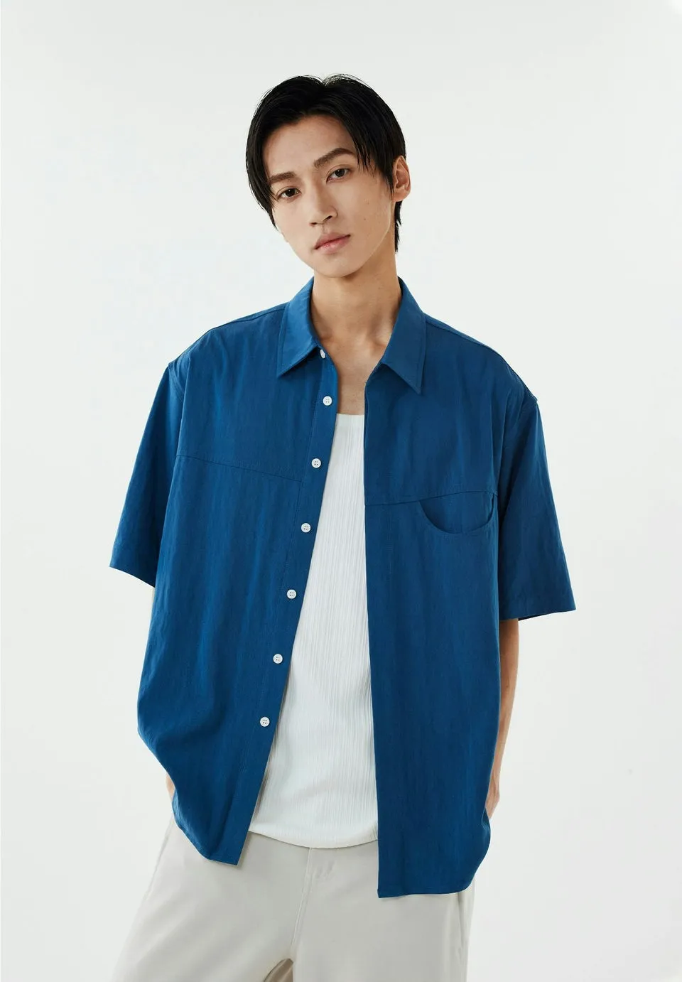 Collared Linen-Blend Button-Up Shirt