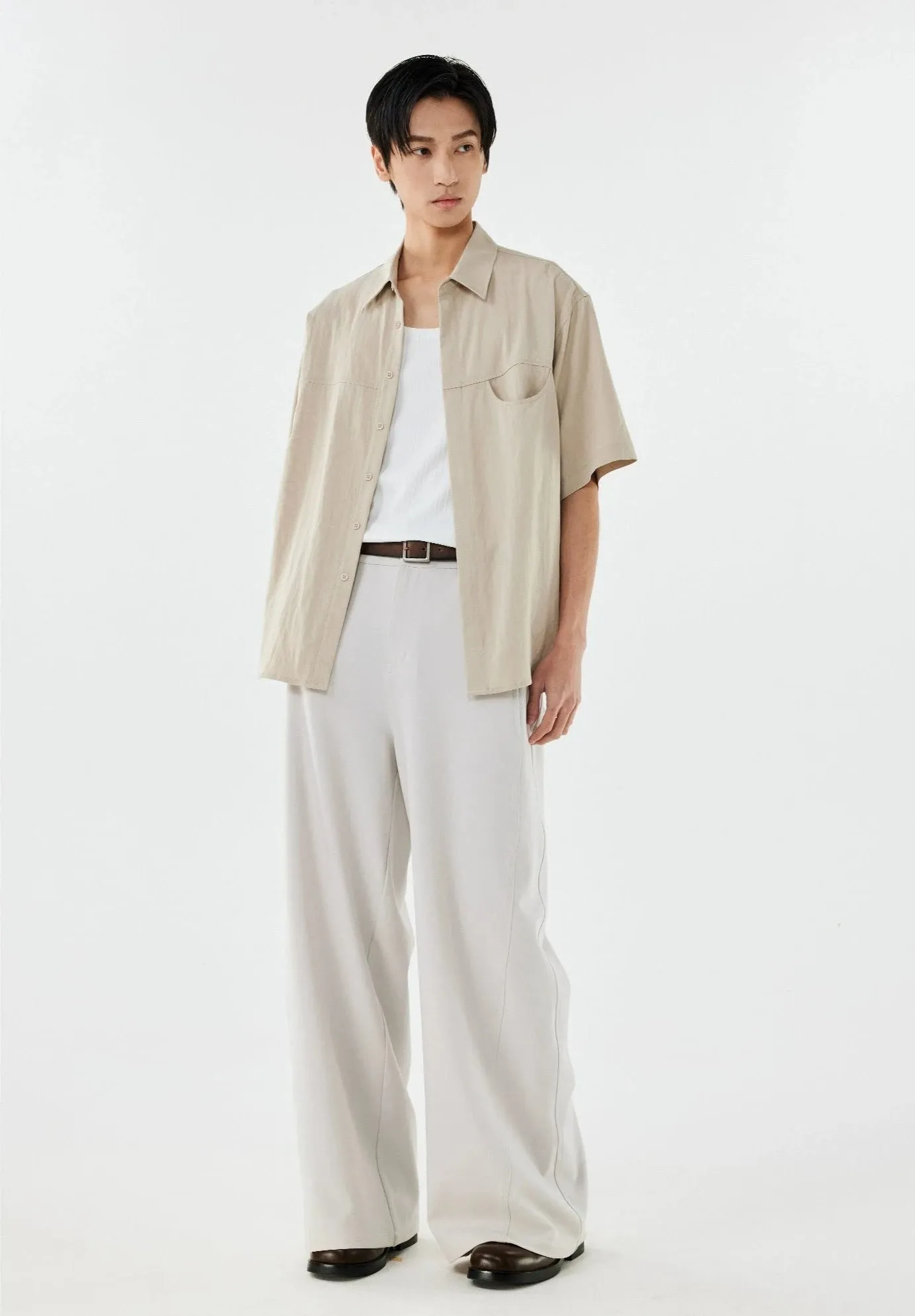 Collared Linen-Blend Button-Up Shirt